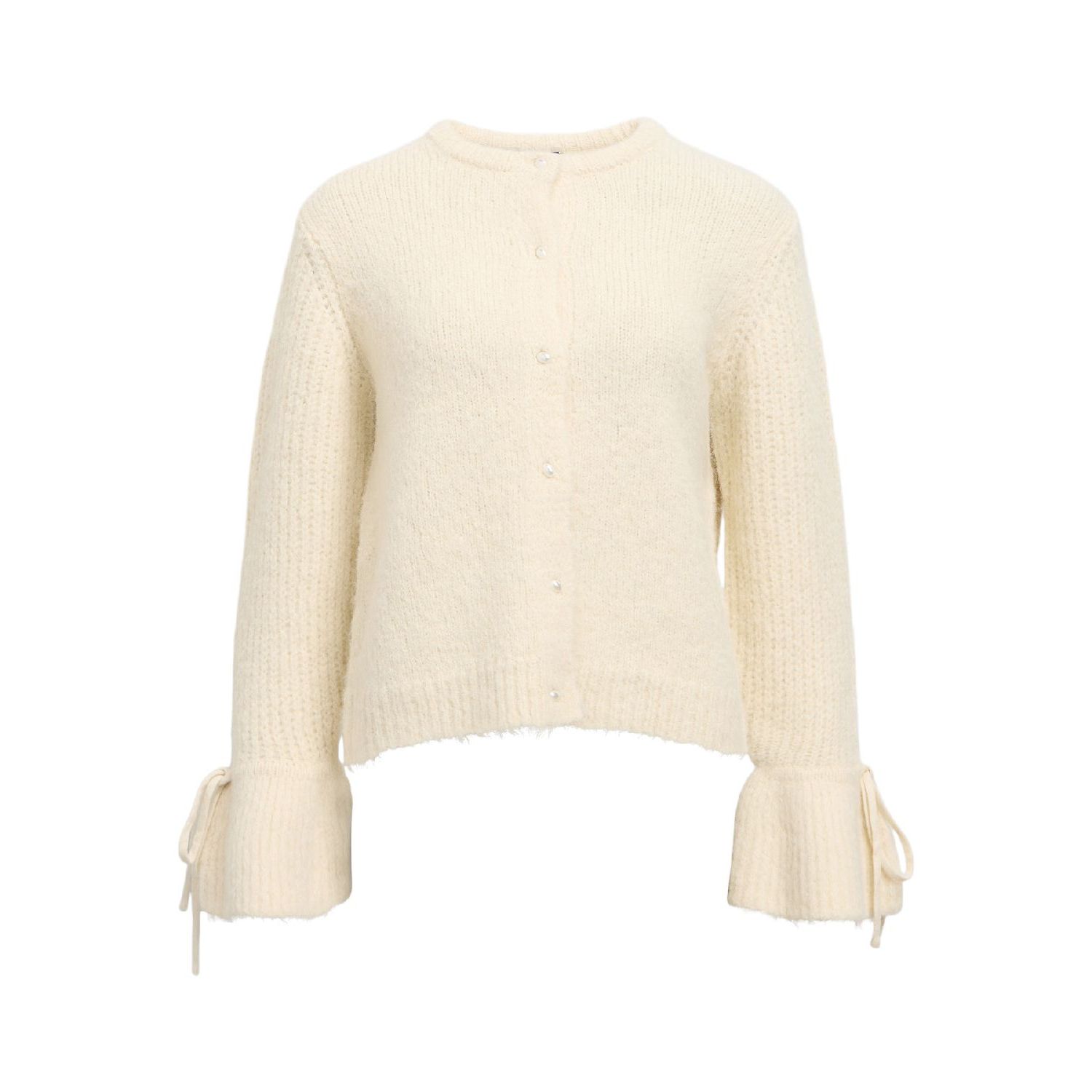 Object objsalika l/s knit cardigan white sand mel