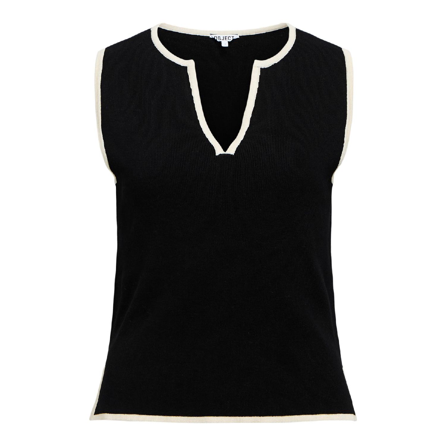 Object objviva s/l re v-neck knit top noos black