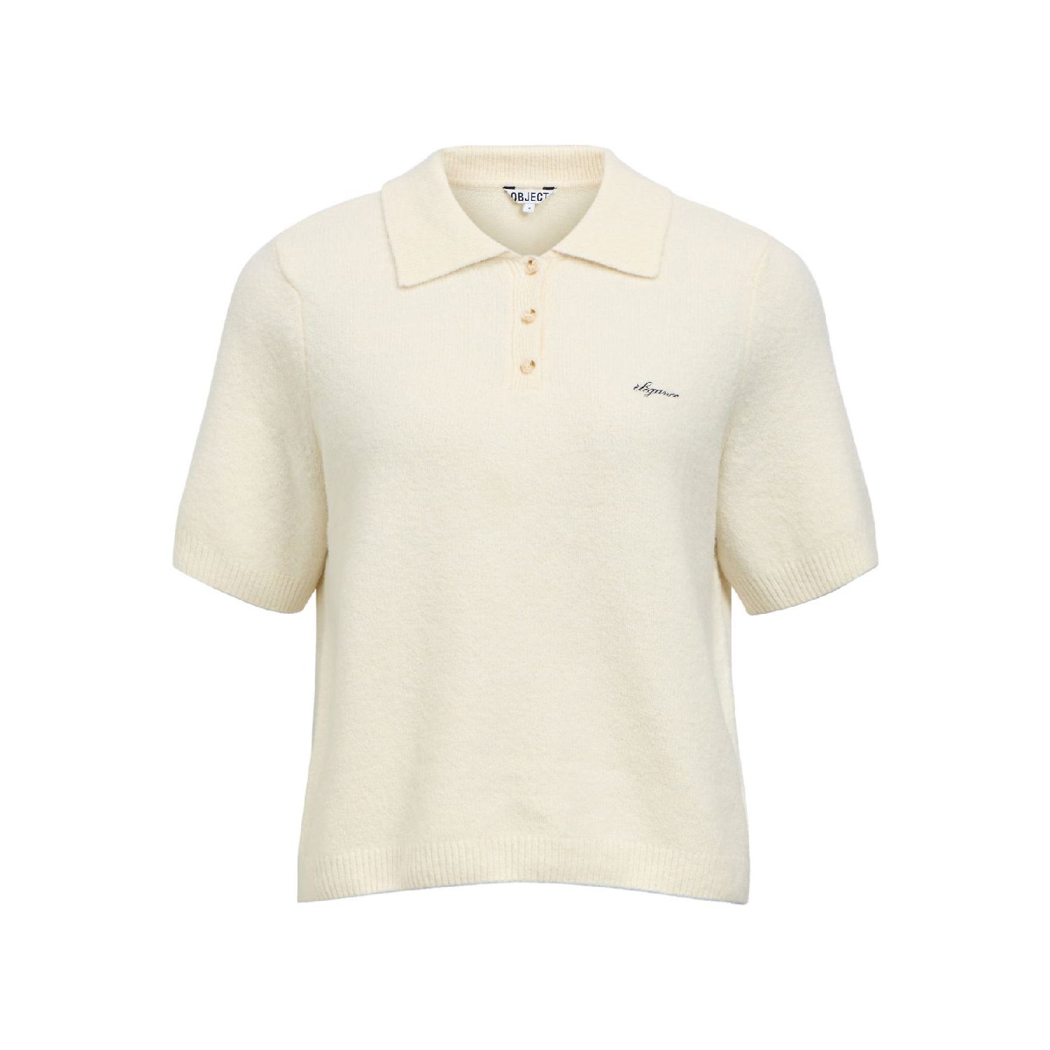 Object objdebbie s/s re knit polo birch melange