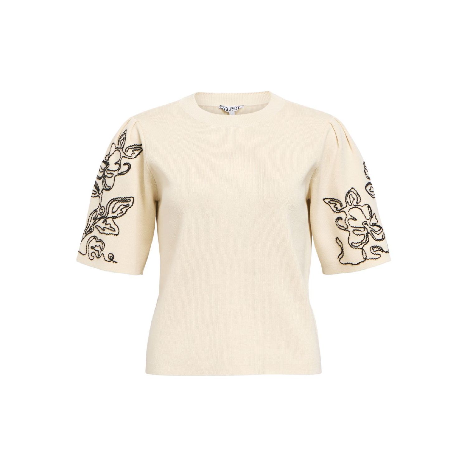 Object objflora 2/4 knit pullover birch det black