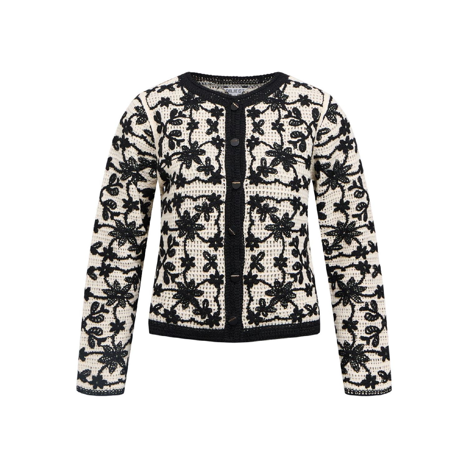 Object objcari l/s re cardigan birch det black