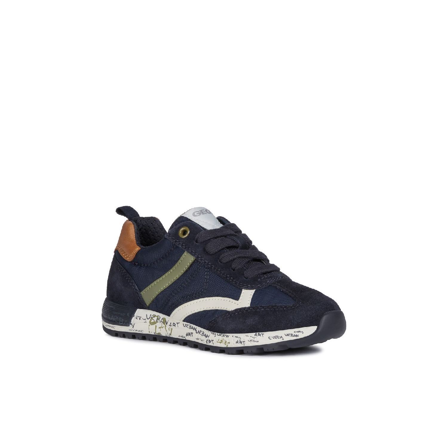 Geox J Alben Boy Nylon Suede Navy/Military