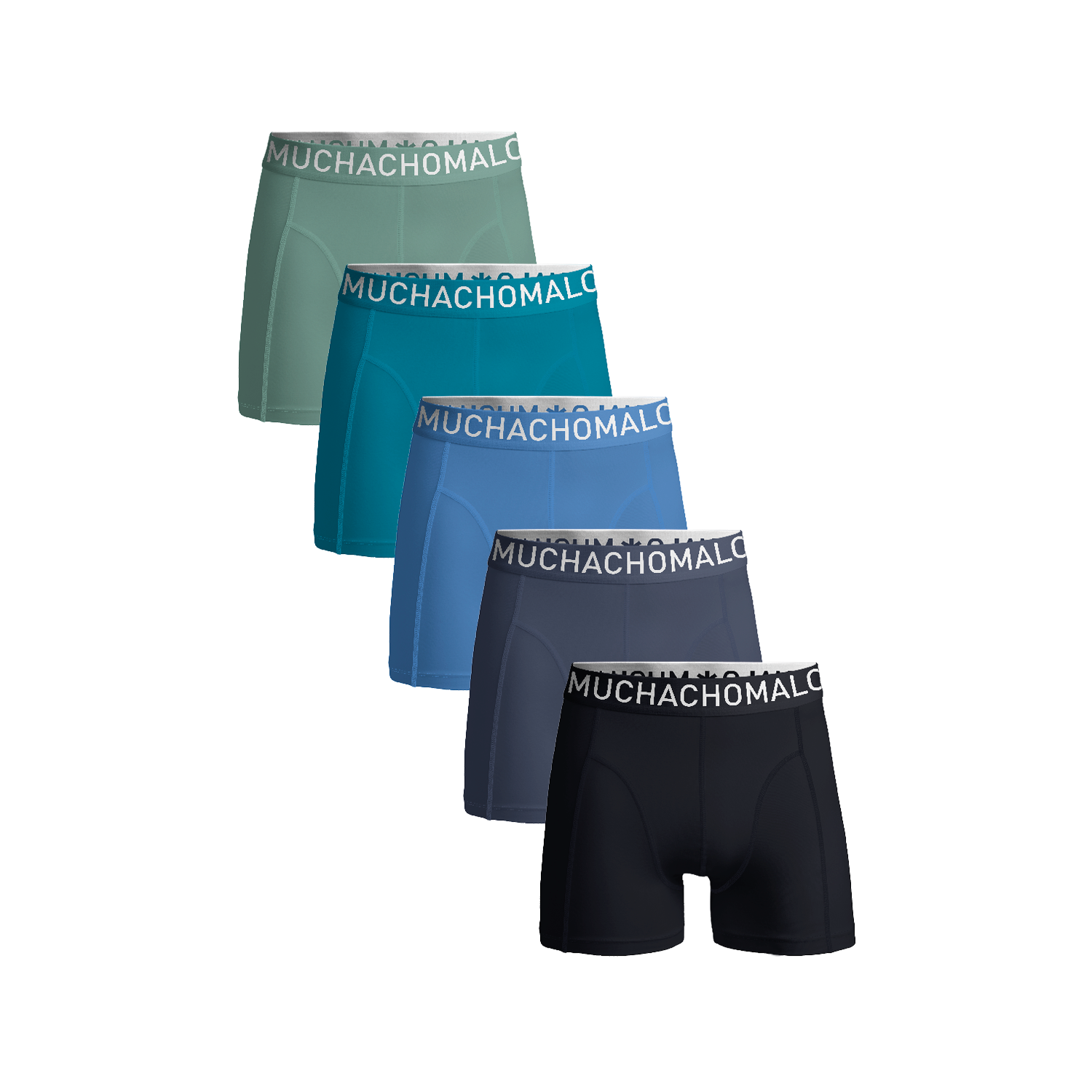 Muchacomalo 5-pack light cotton solid blackbl / gr