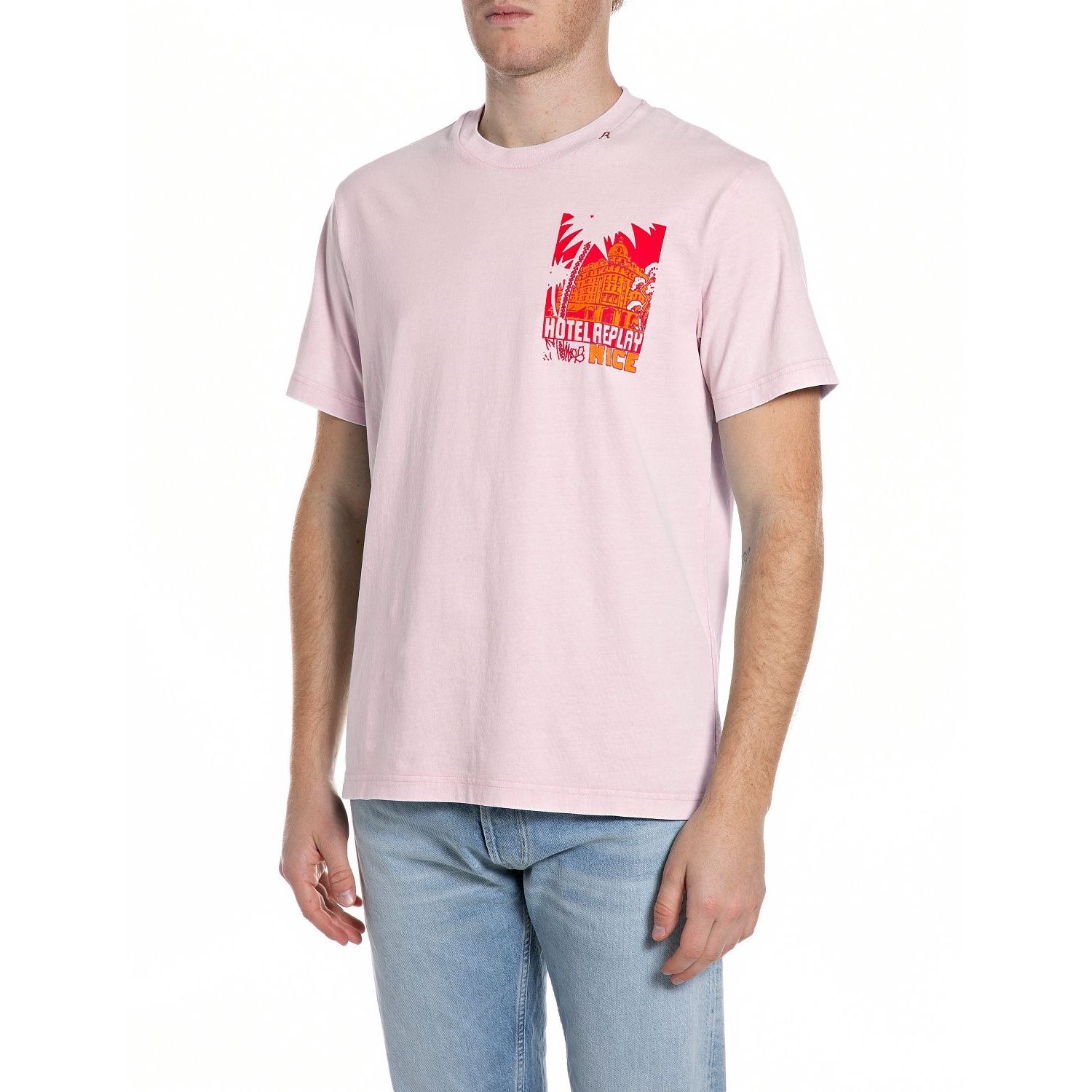 Replay t-shirt m3401 22662n roze