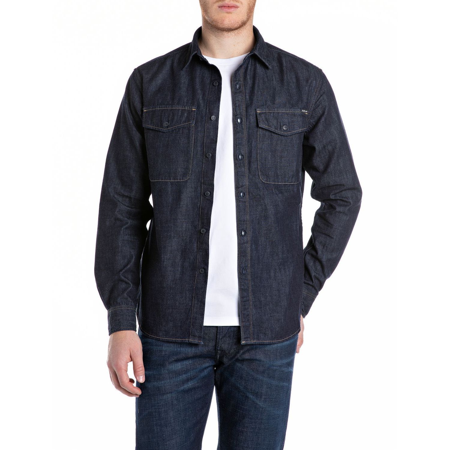 Replay camicia overhemd dark blue