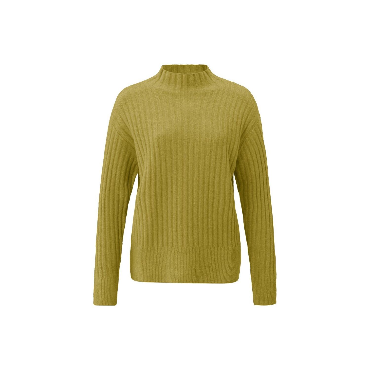Yaya rib high neckline sweater l/s olive melange