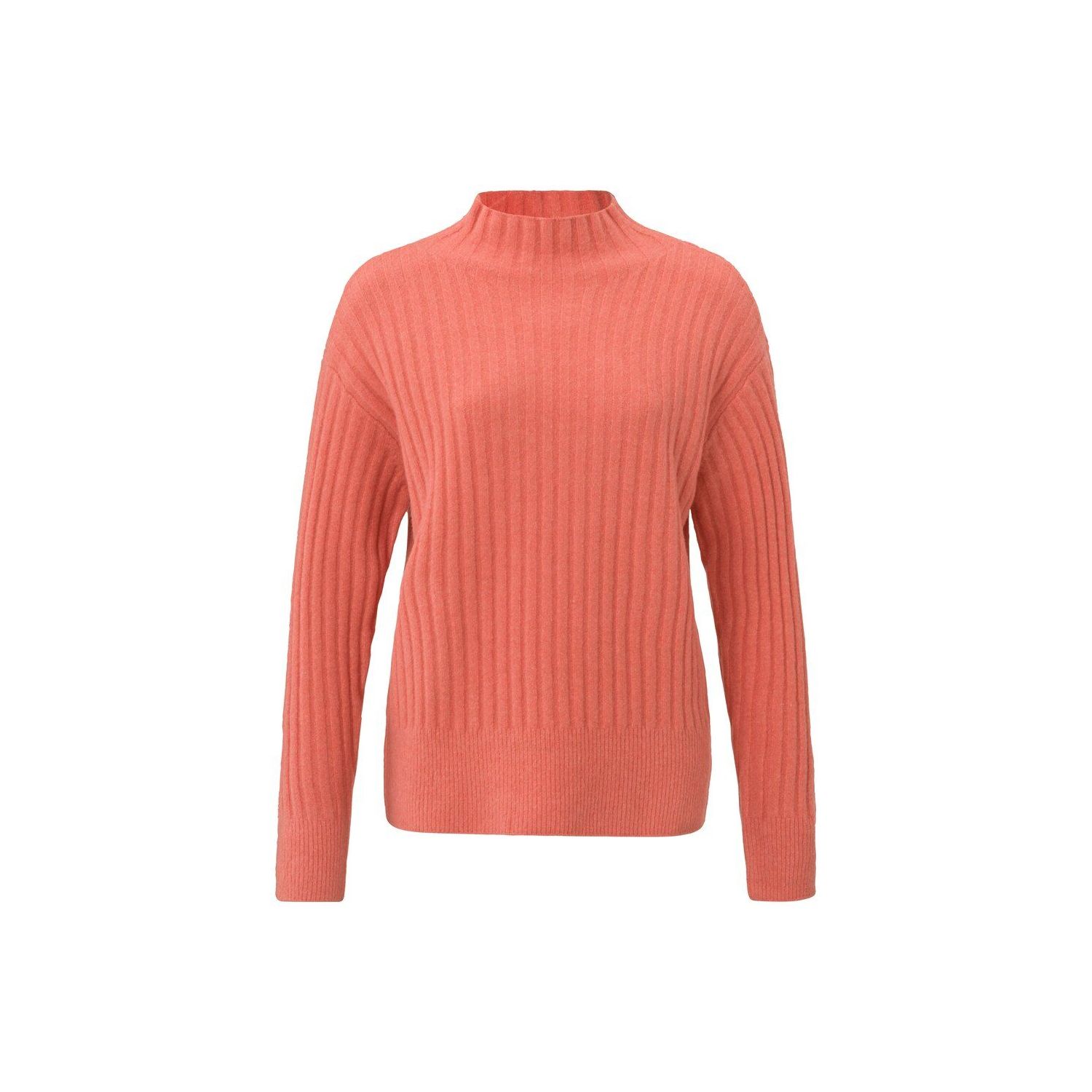 Yaya rib high neckline sweater l/s red melange