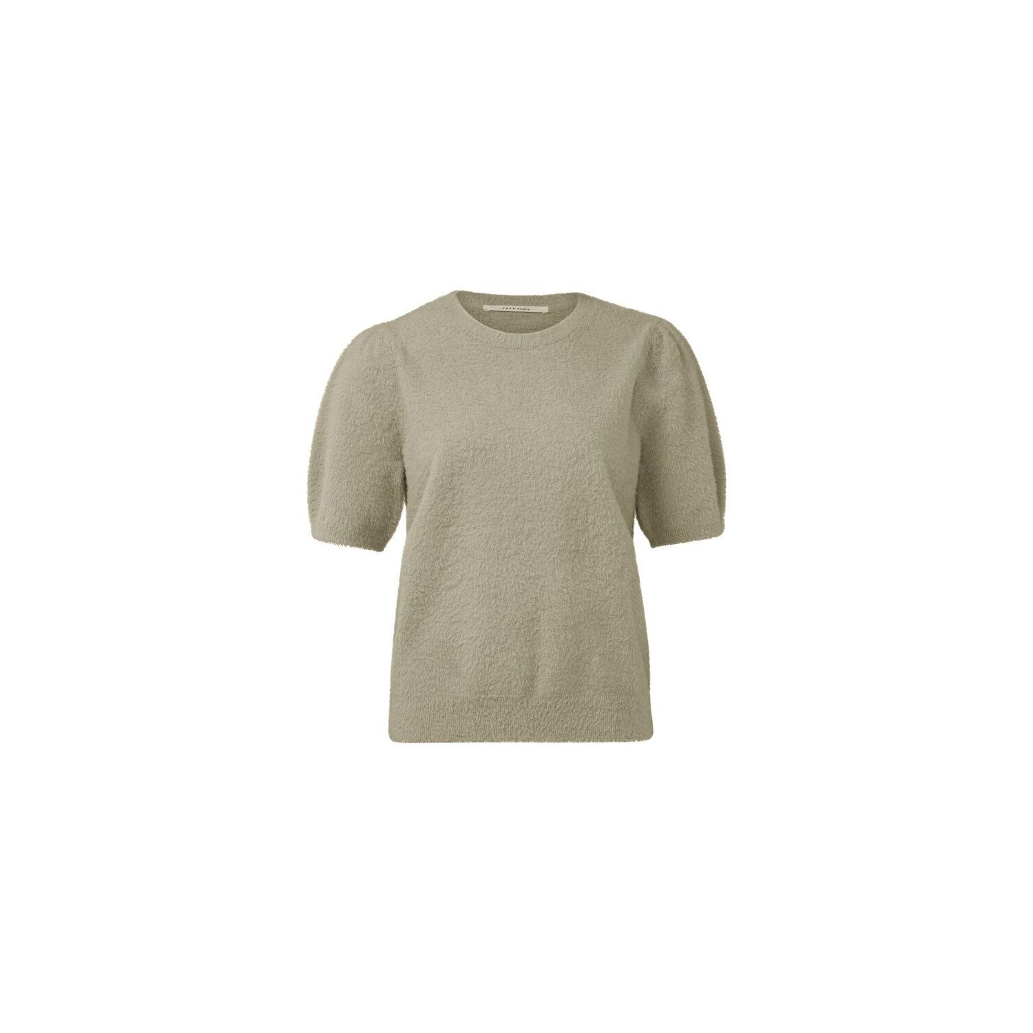 Yaya yarn sweater short puff sleeves vintage beige