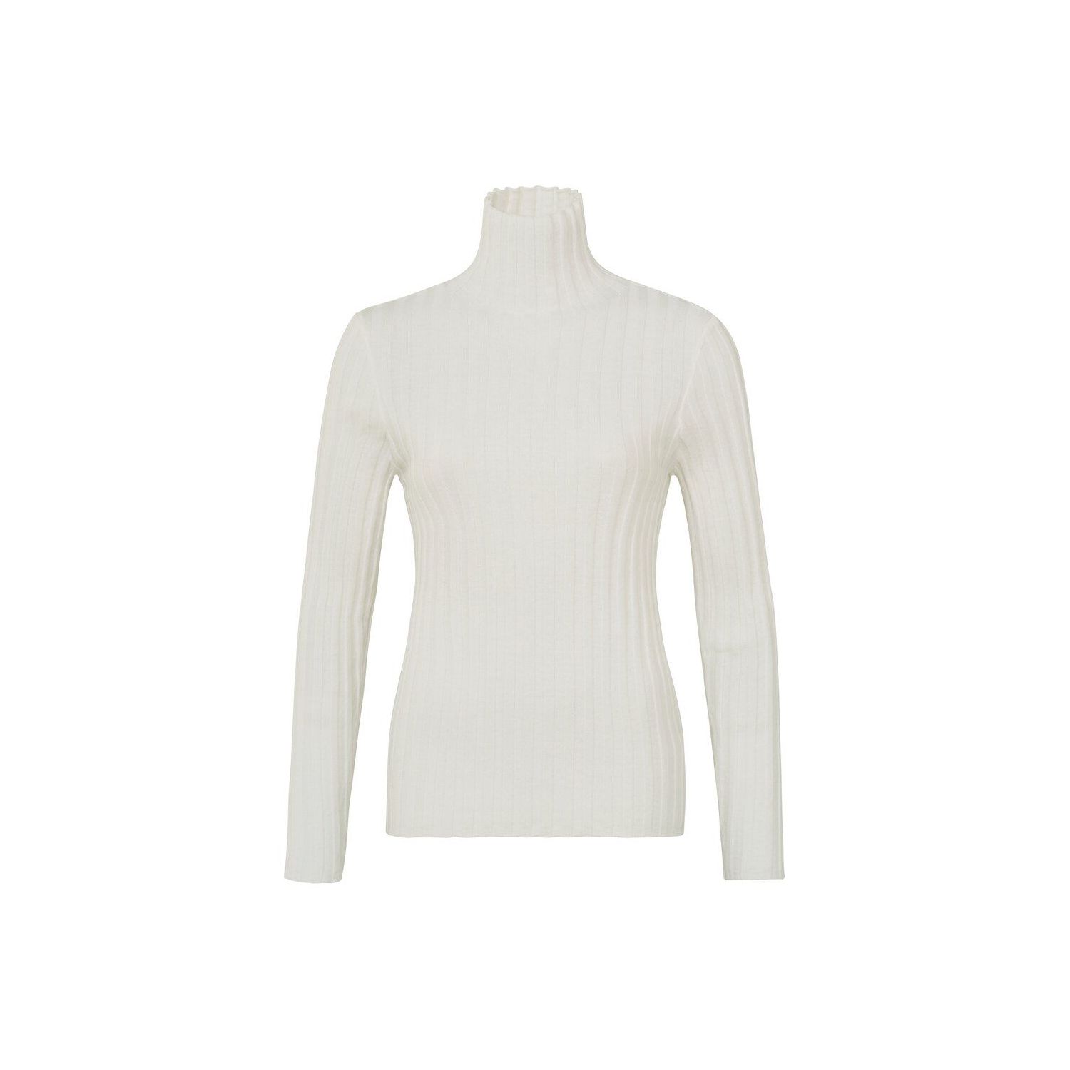 YAYA ribbed swaeter trutle neck close fit w. white