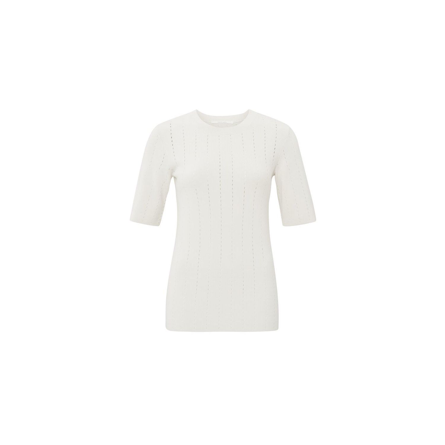 Yaya pointelle rib fitted sweater wool white