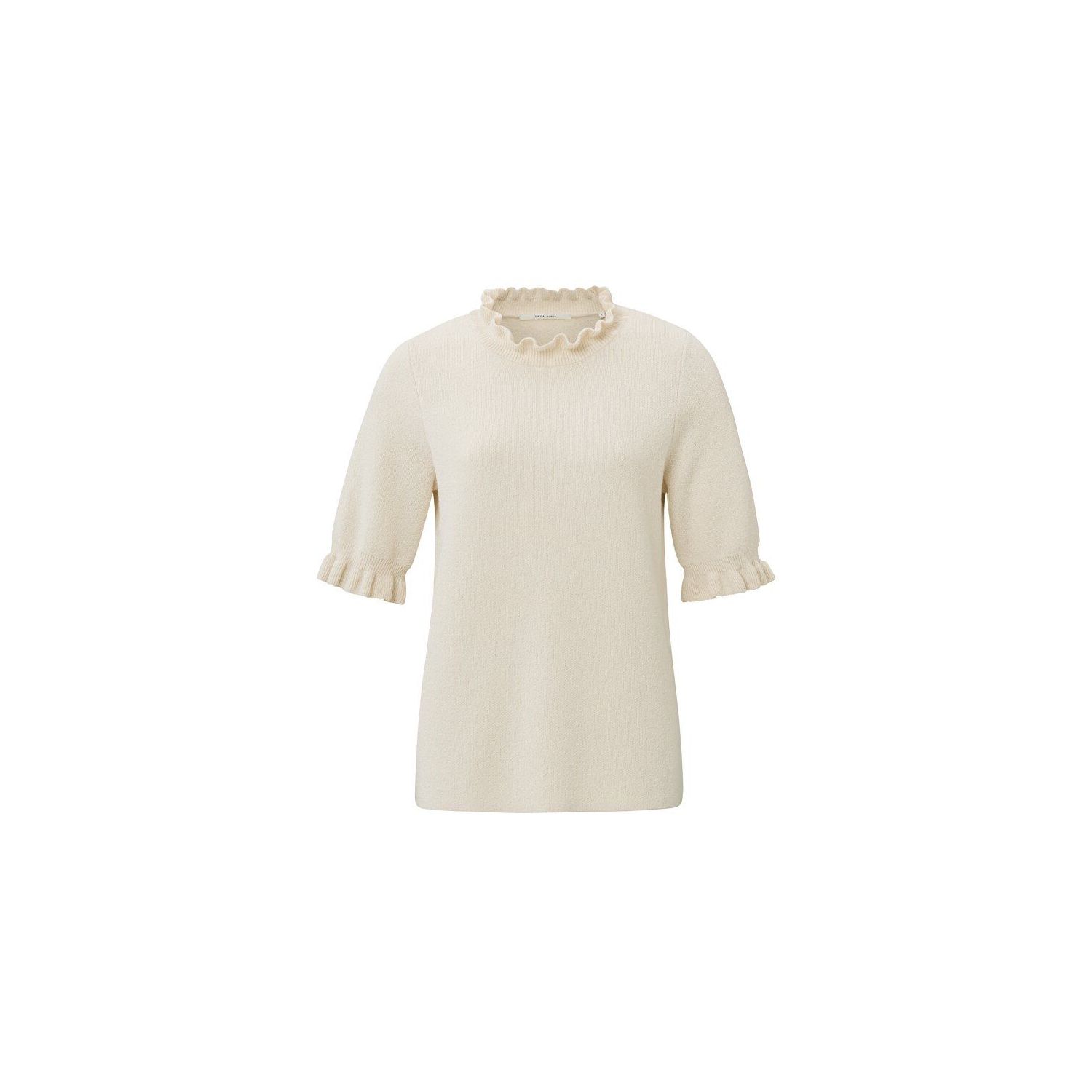 Yaya sweater s/s with ruffle birch sand