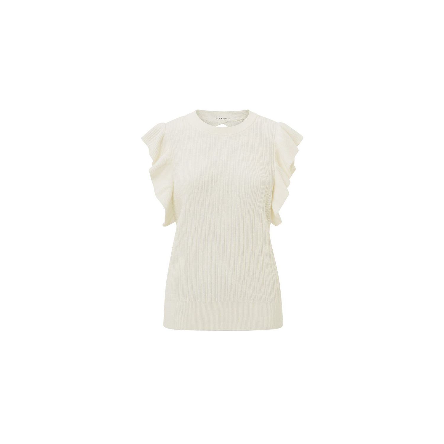 YAYA ruffle sleeve sweater blooming wool white