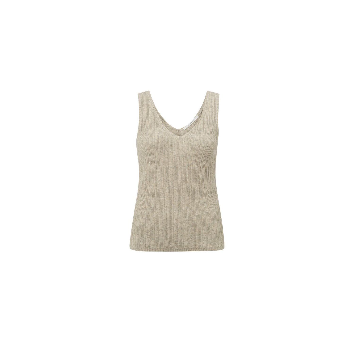 YAYA ruffle stitch tanktop teak green melange