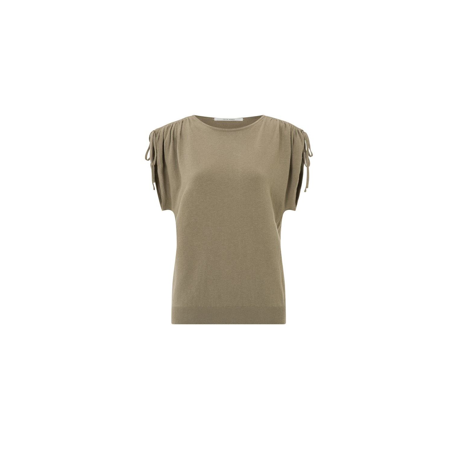 YAYA shoulder details sweater weathered teak green