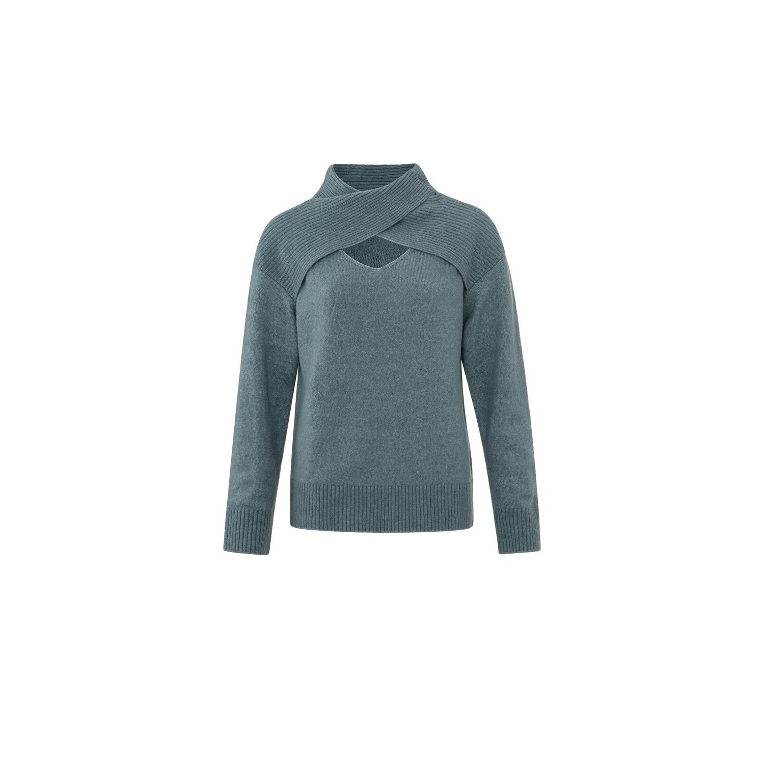 Yaya l/s open neckline sweater stormy blue