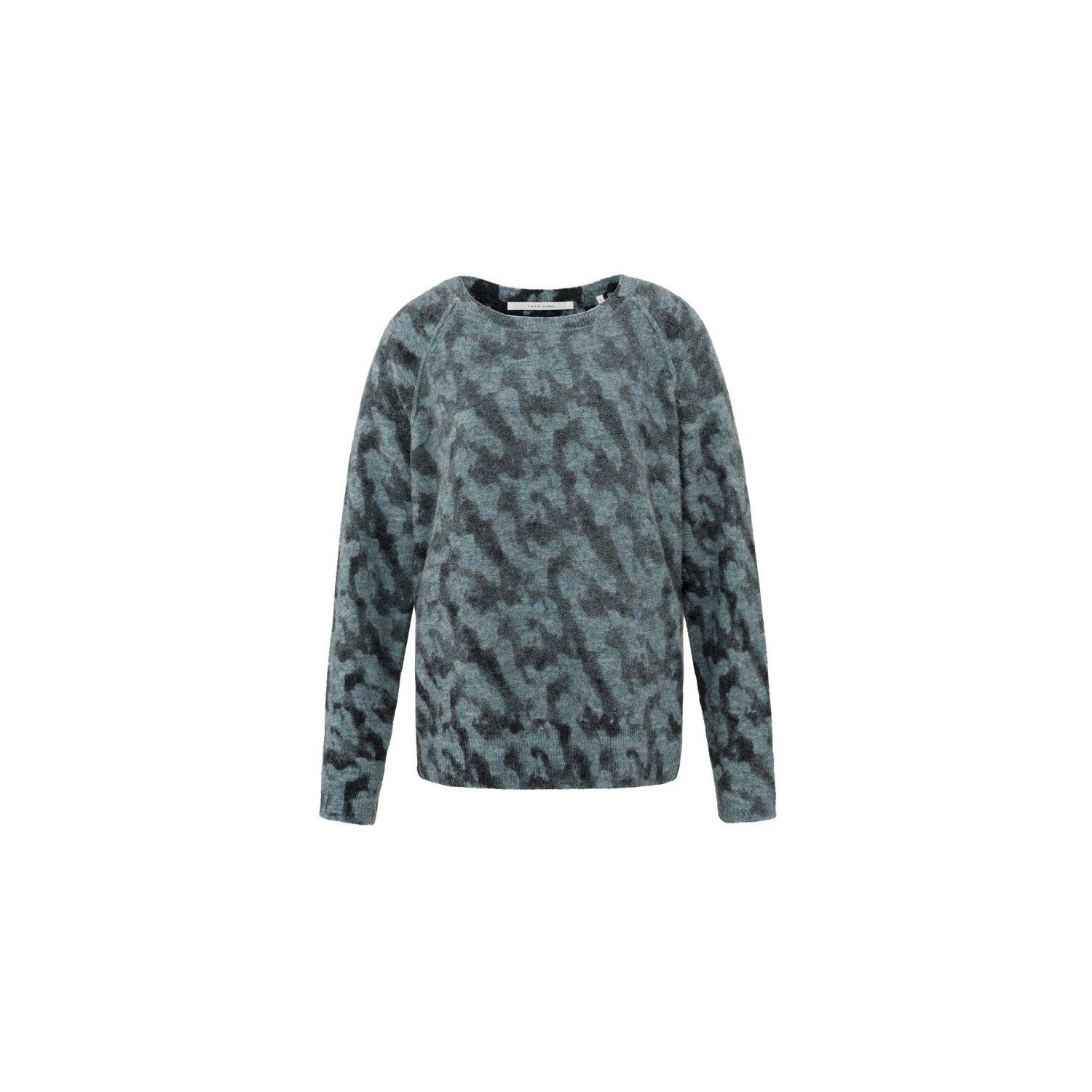Yaya l/s printed sweater stormy blue dessin