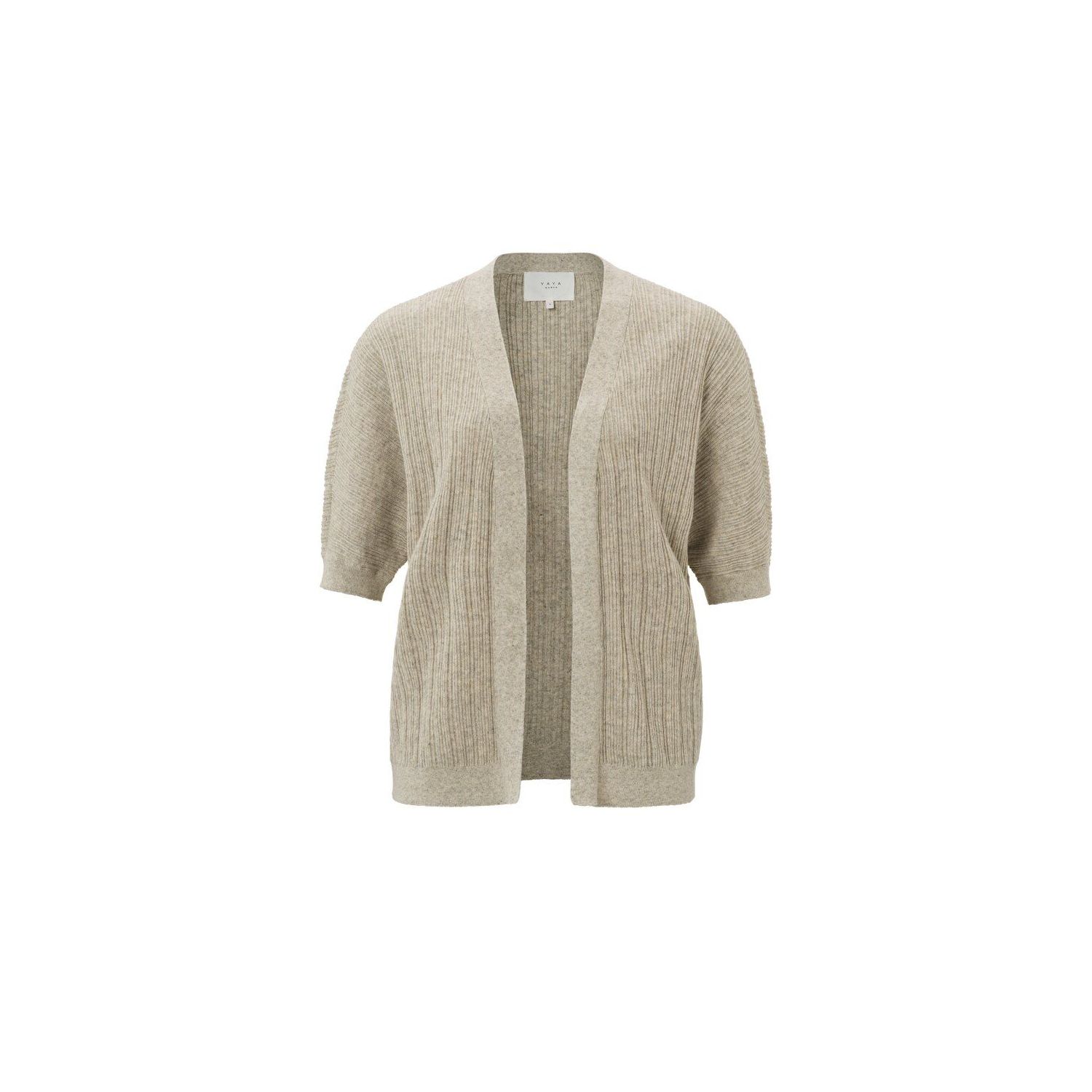 YAYA rib stitch cardigan teak green melange
