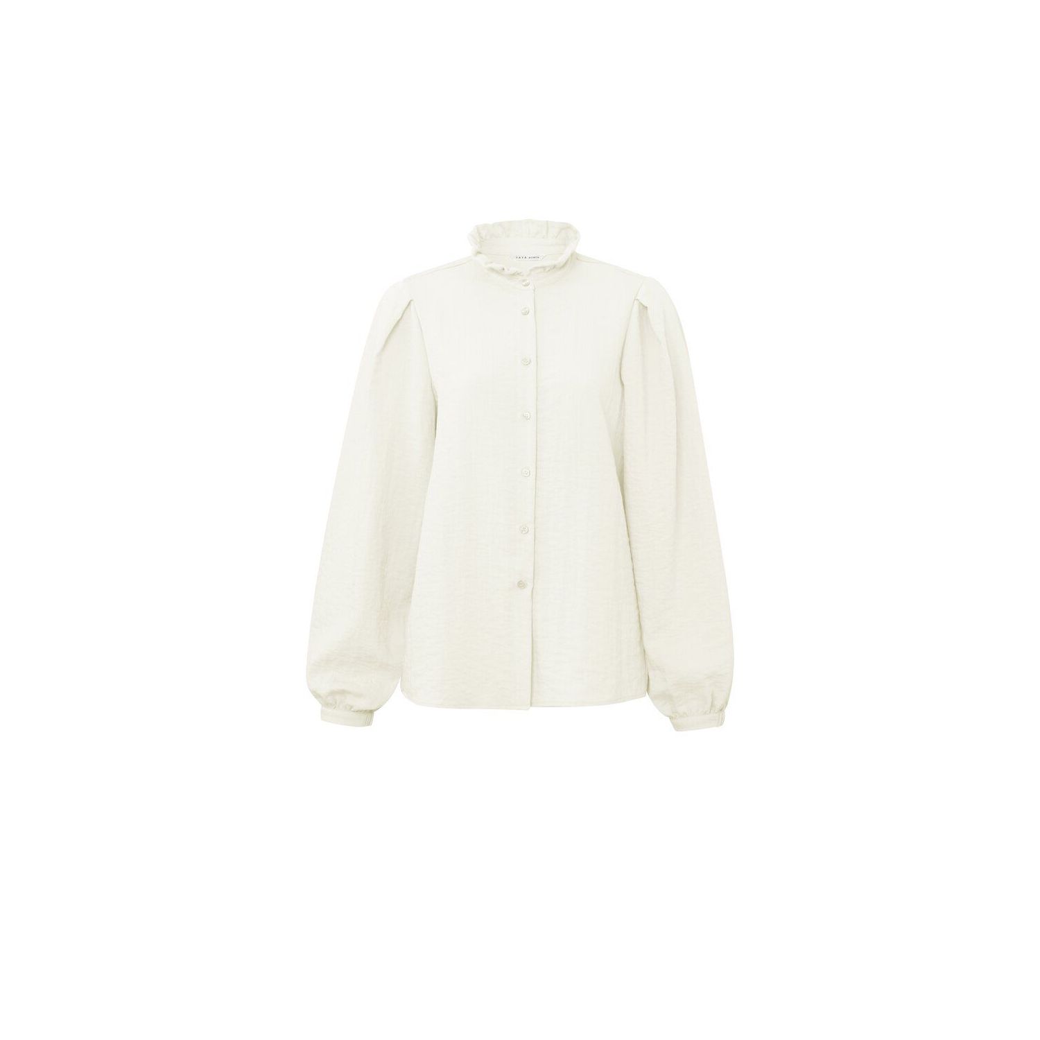 Yaya blouse with ruffled neck off white