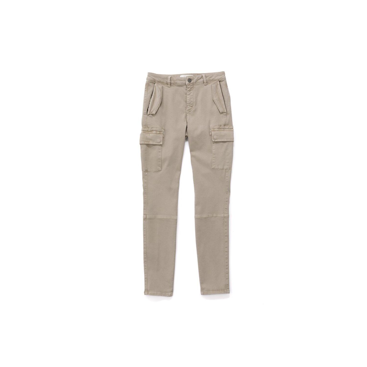 Yaya skinny trousers satin denim khaki beige