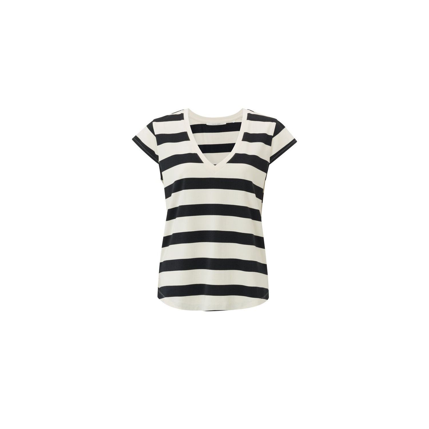 Yaya striped t-shirt with v-neck black dessin