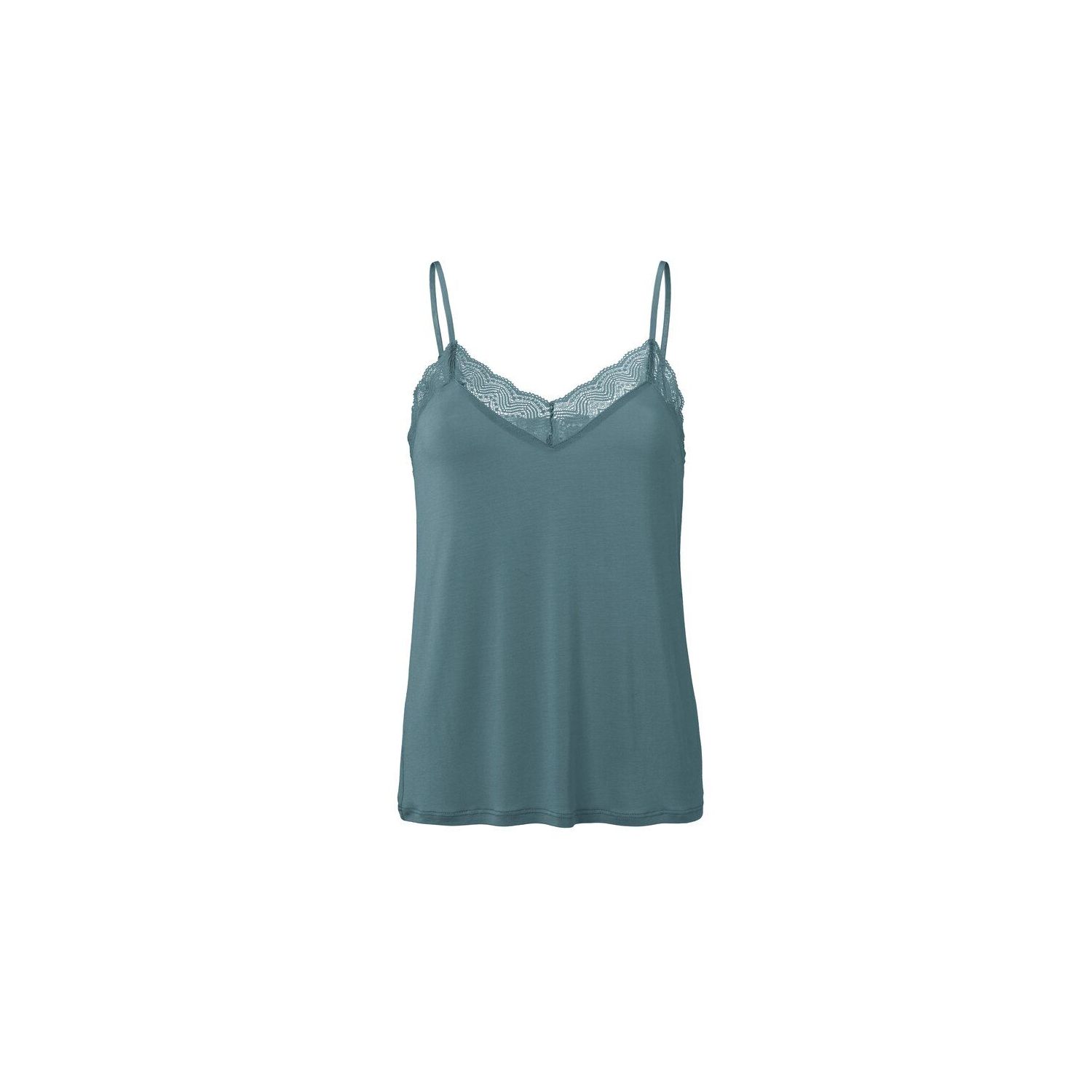 Yaya lace strap top with jersey body stormy blue