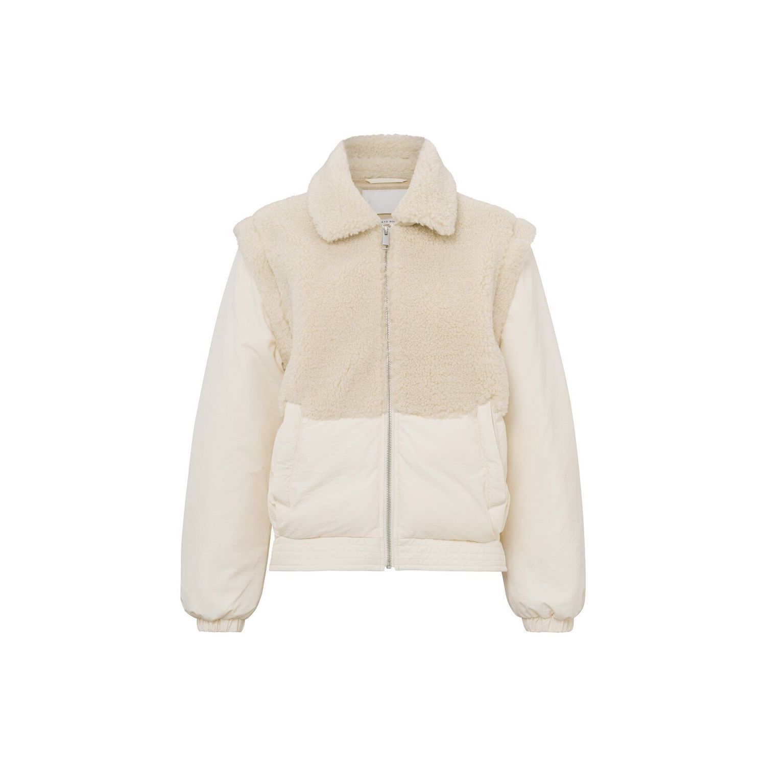 Yaya teddy bomber detachable sleeves bone white