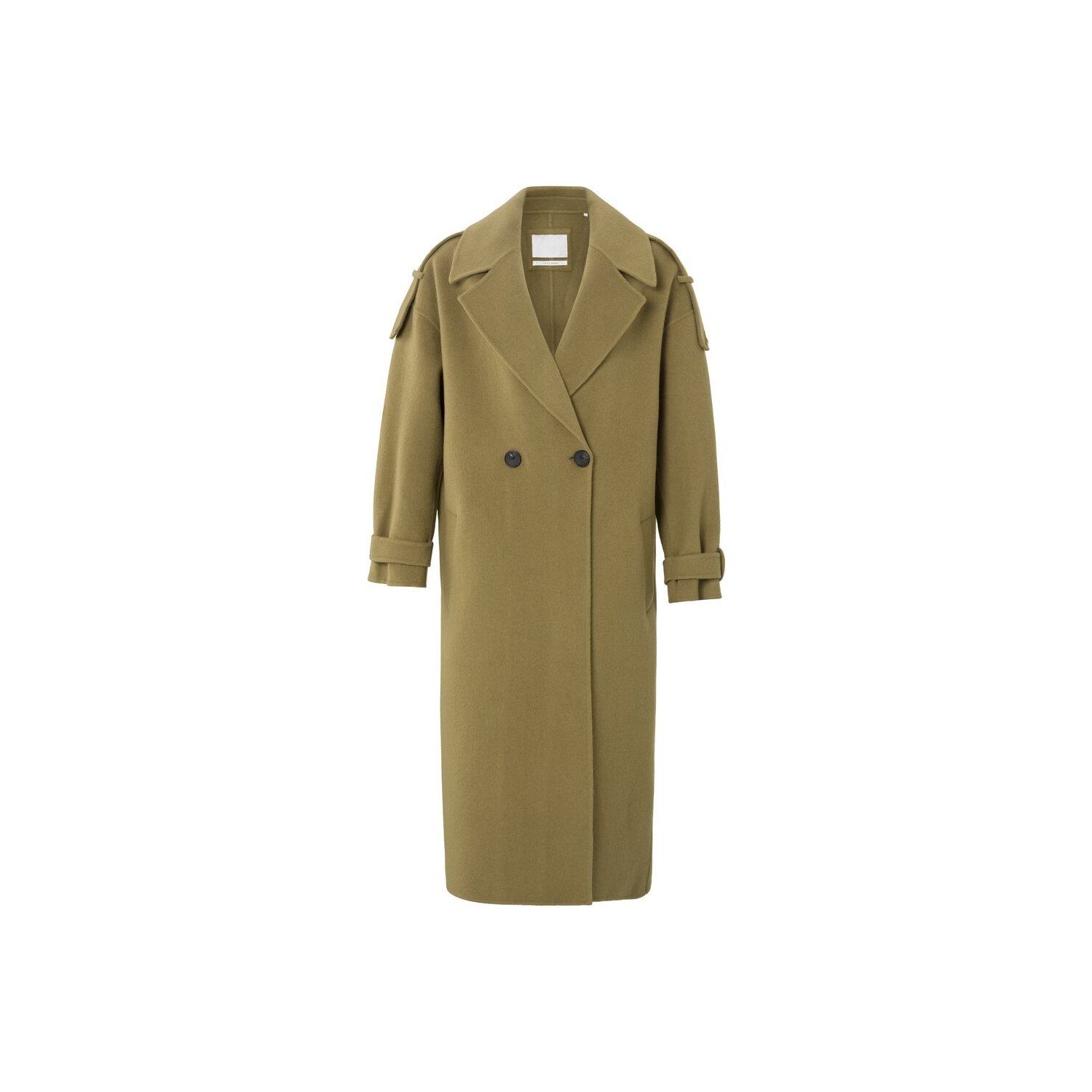 Yaya long wool coat olive green