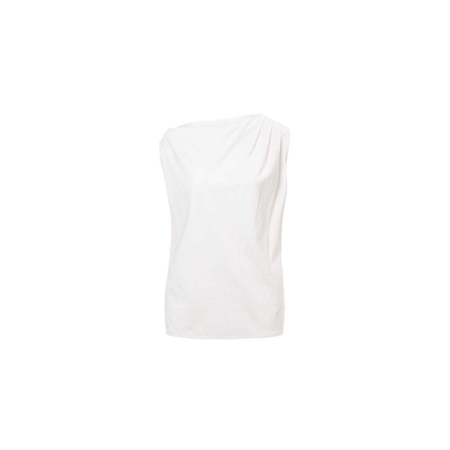 Yaya asymmetric top with shoulder pleats off white