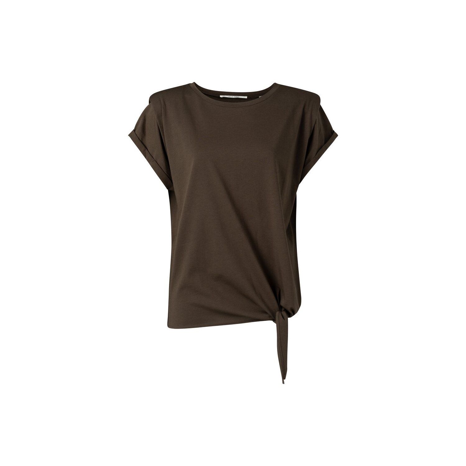 YAYA top with shoulder detail knot at front coffee