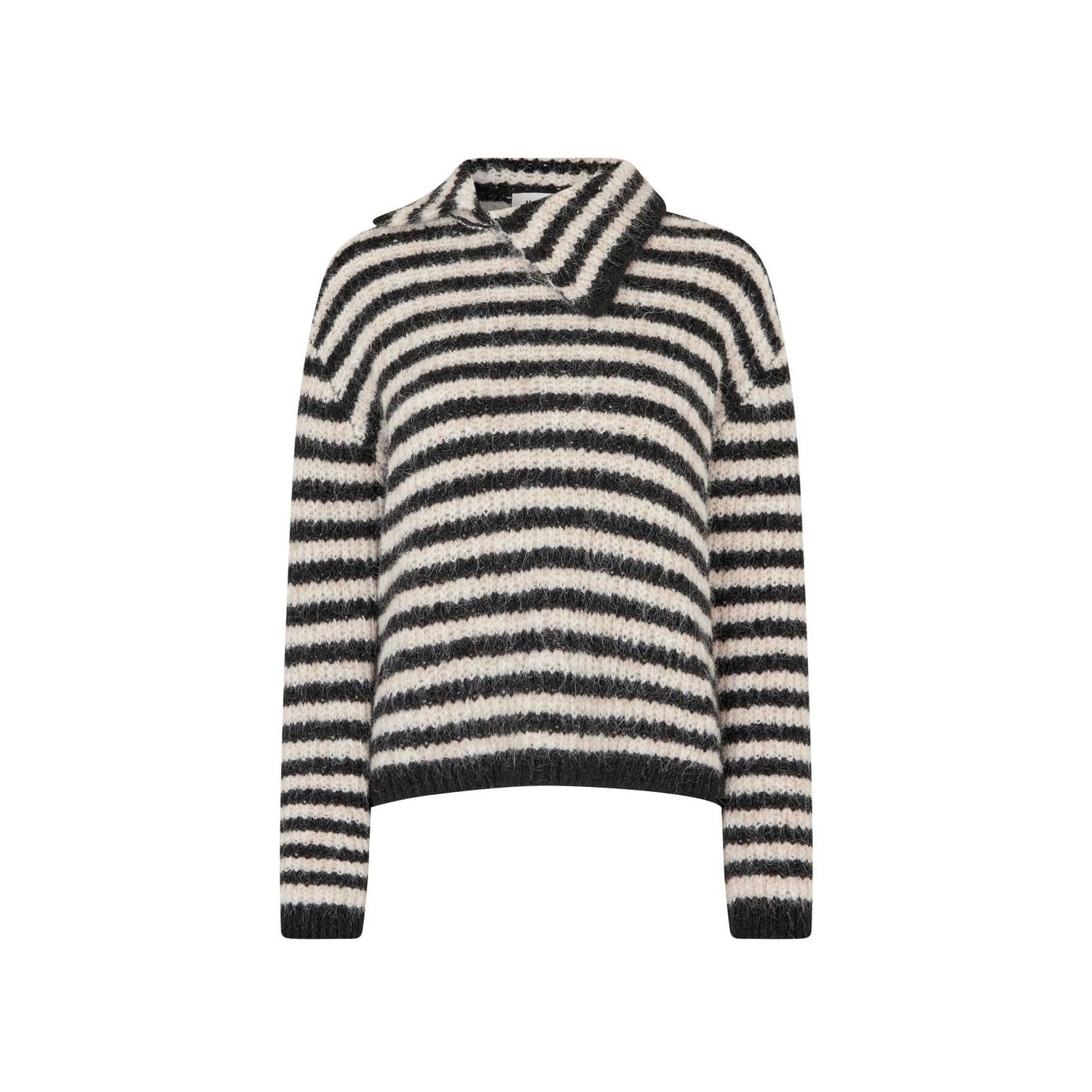 Modstrom packermd rollneck black beige stripe