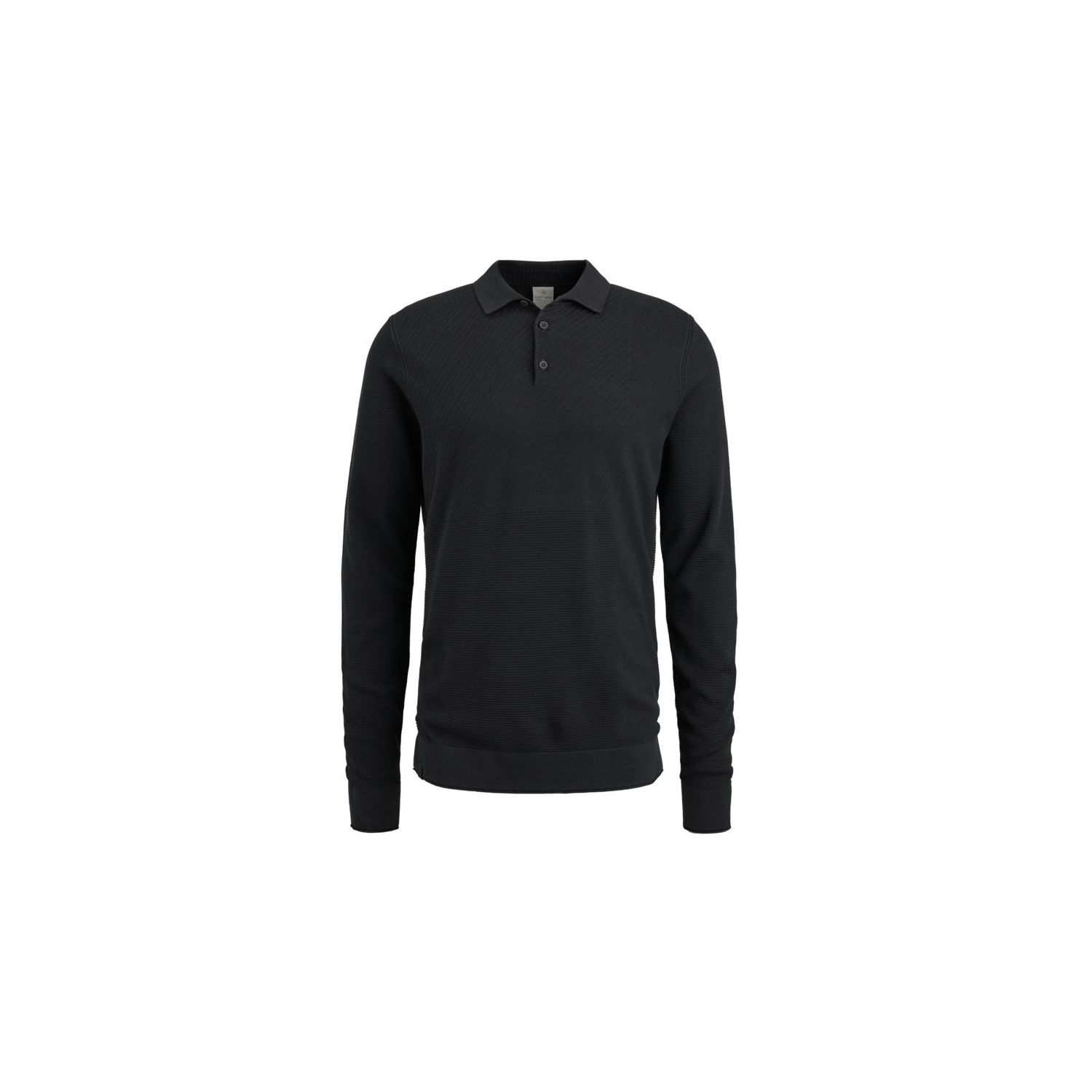 Cast Iron l/s polo cotton modal knitted jet black
