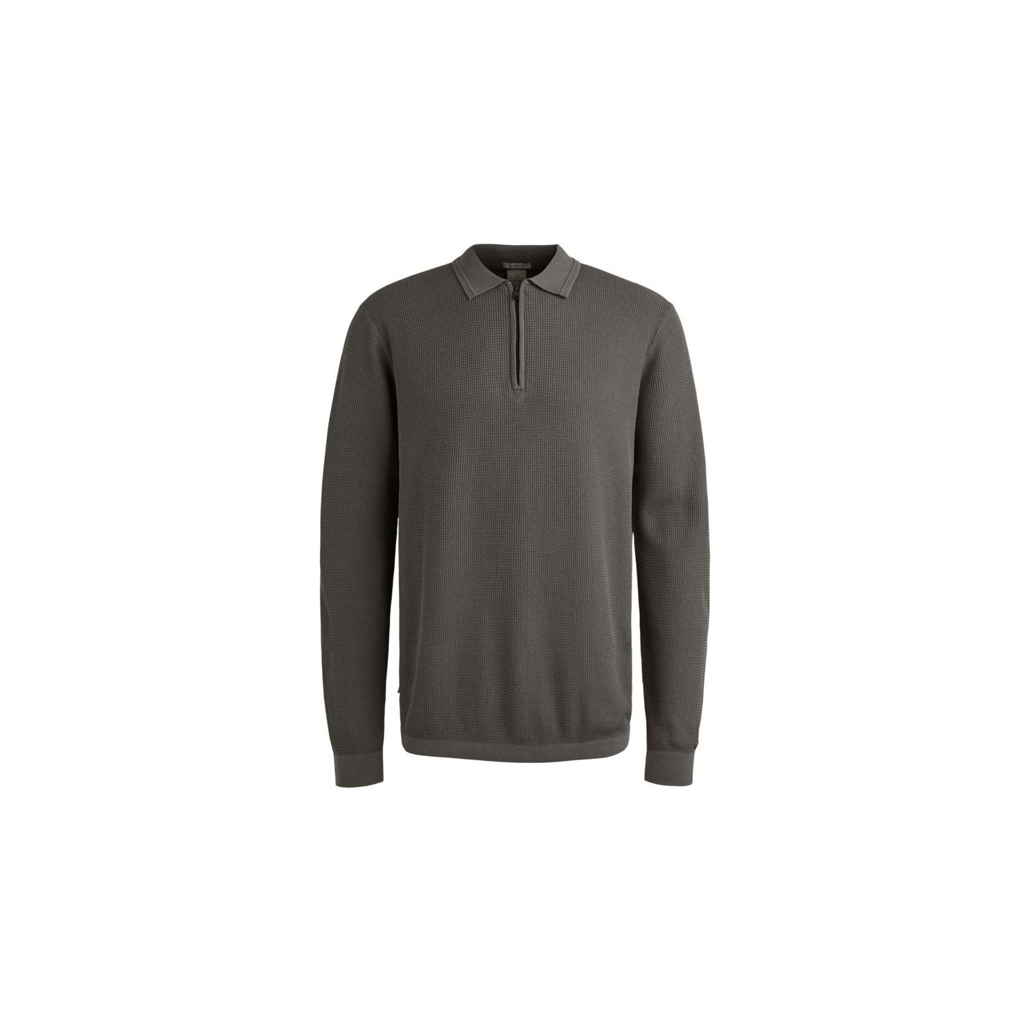 Cast Iron Long sleeve polo cotton modal Granite Gr