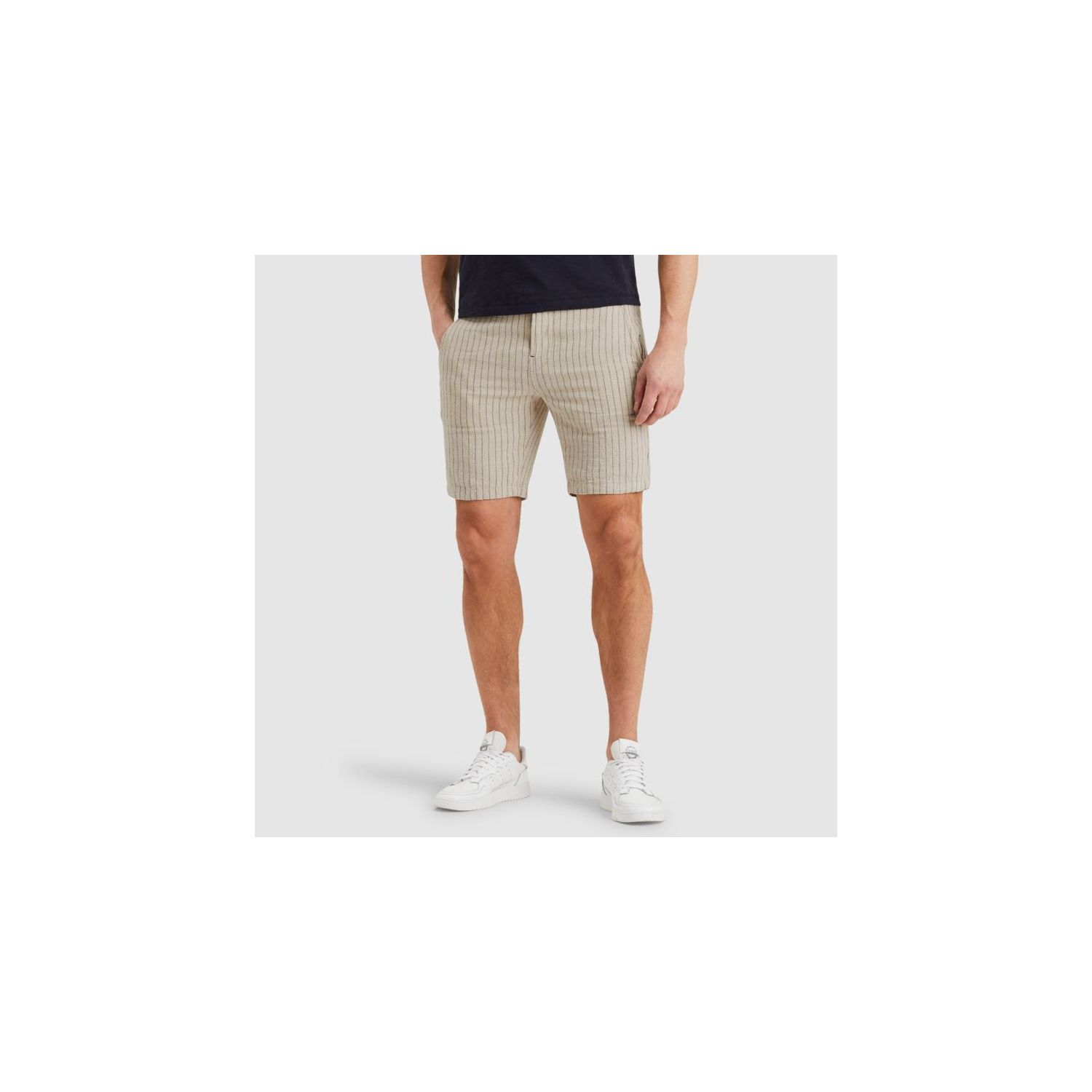 Cast iron chino shorts cotton linen silver birch