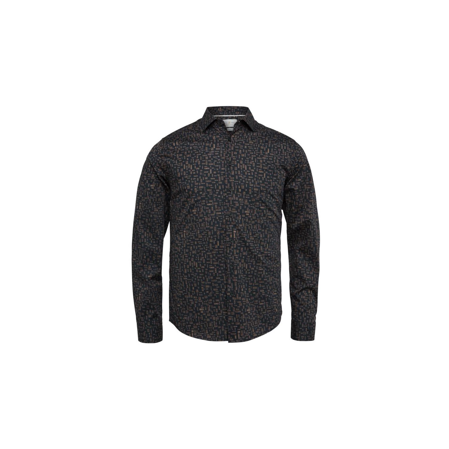 Cast Iron l/s shirt print on poplin stretch black