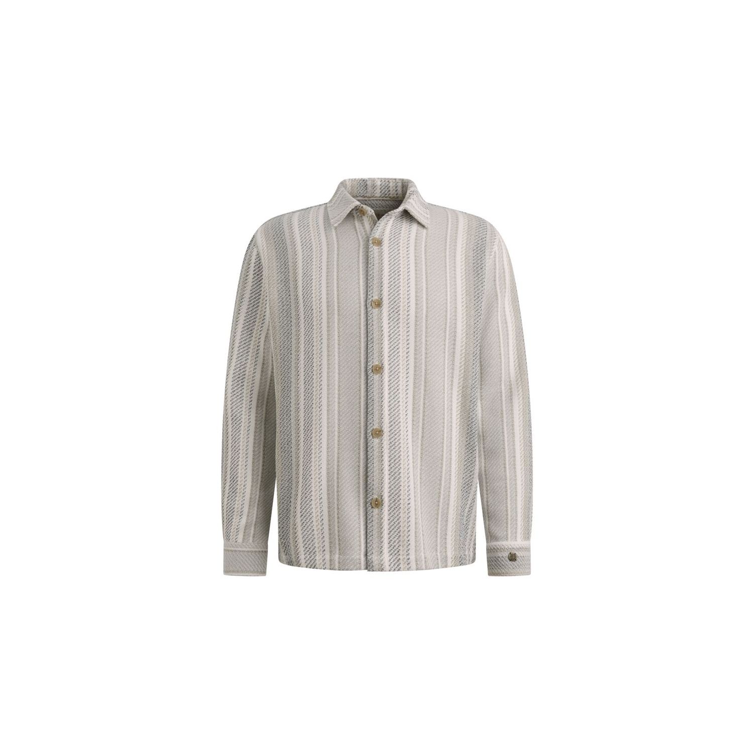 Cast Iron LONG SLEEVE SHIRT Twill Slub Strip White