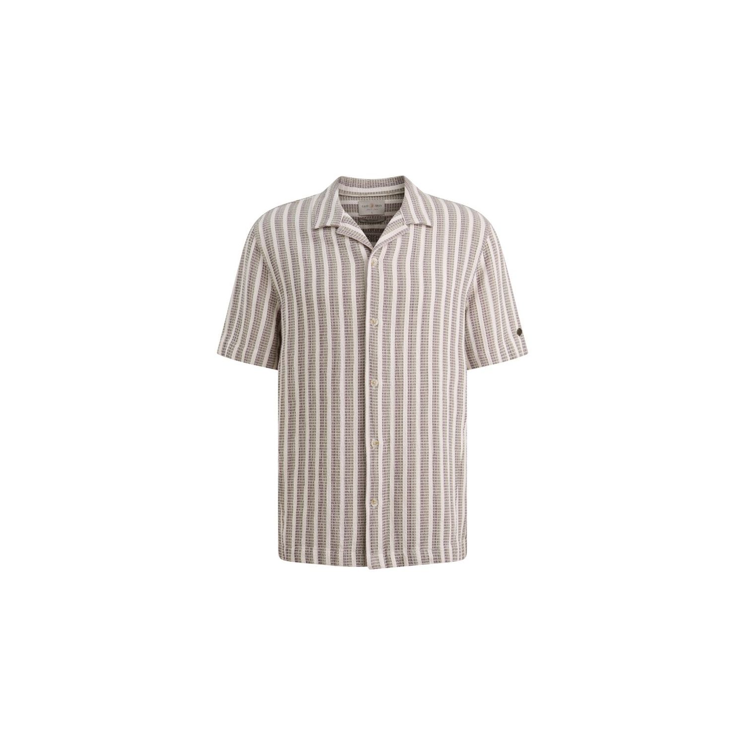 Cast Iron Short Sleeve Shirt Stripe new mesh Silve