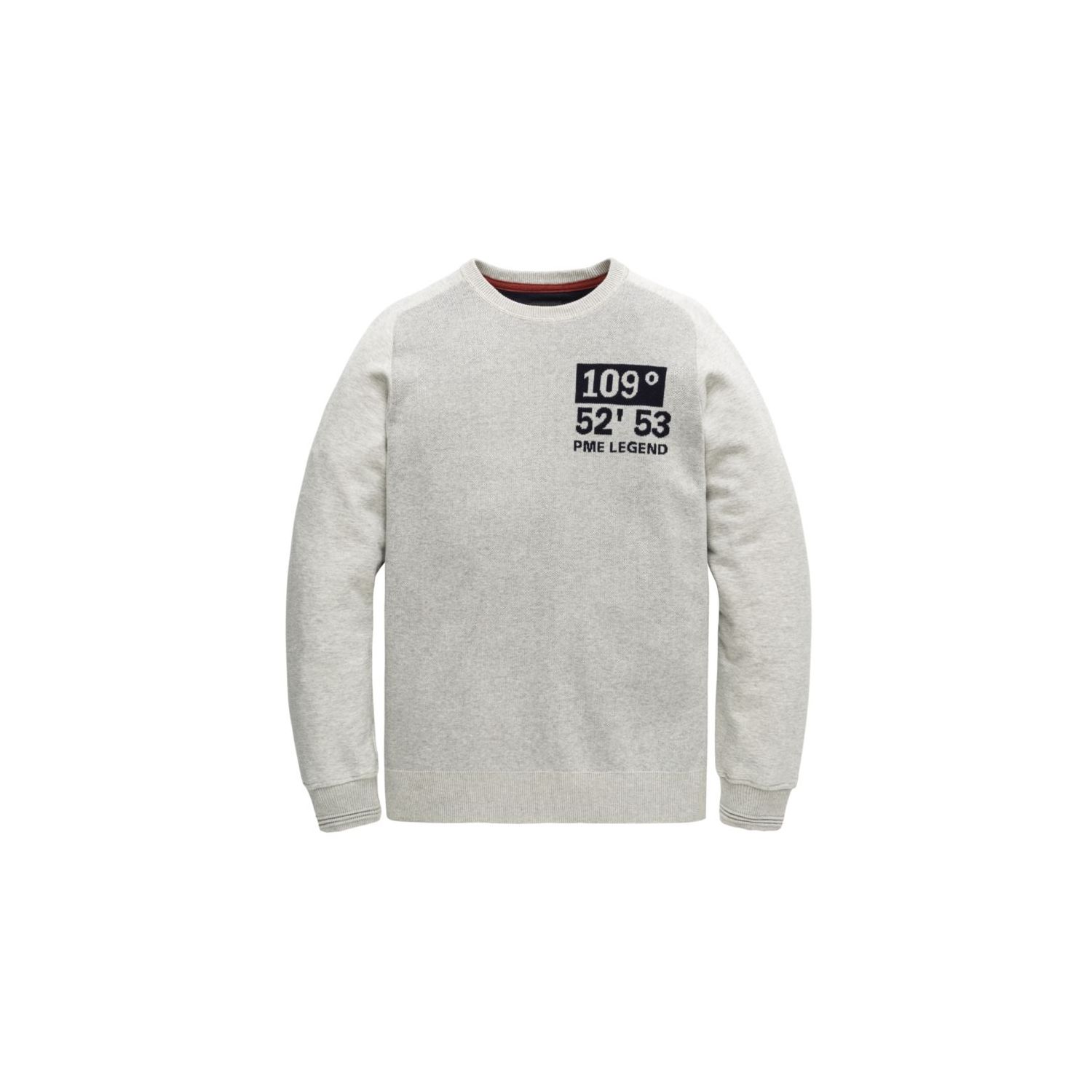 Pme legend crewneck cotton jacqu knit light grey