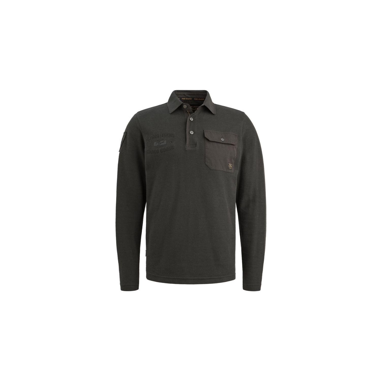 PME-Legend Long sleeve polo structured pique Dark 