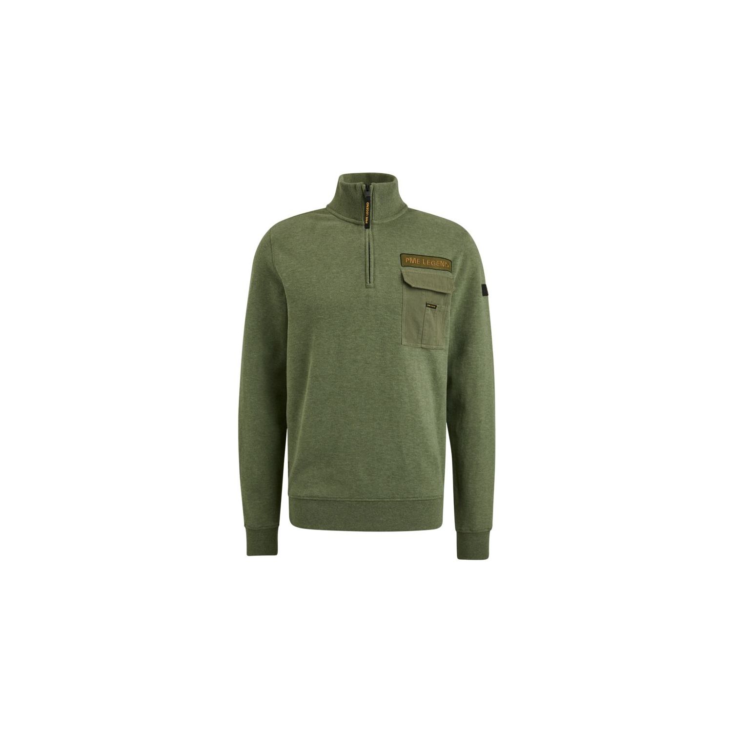 Pme Legend half button/zip collar rib sweat green