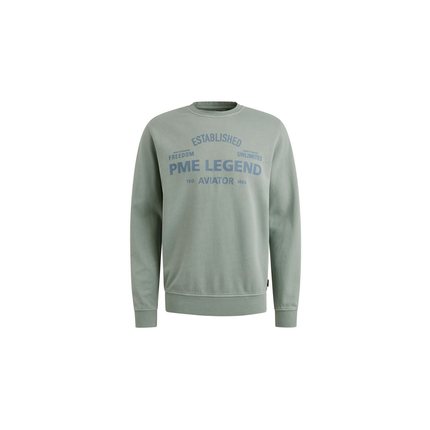 PME-Legend Crewneck terry garment dyed Silver Blue
