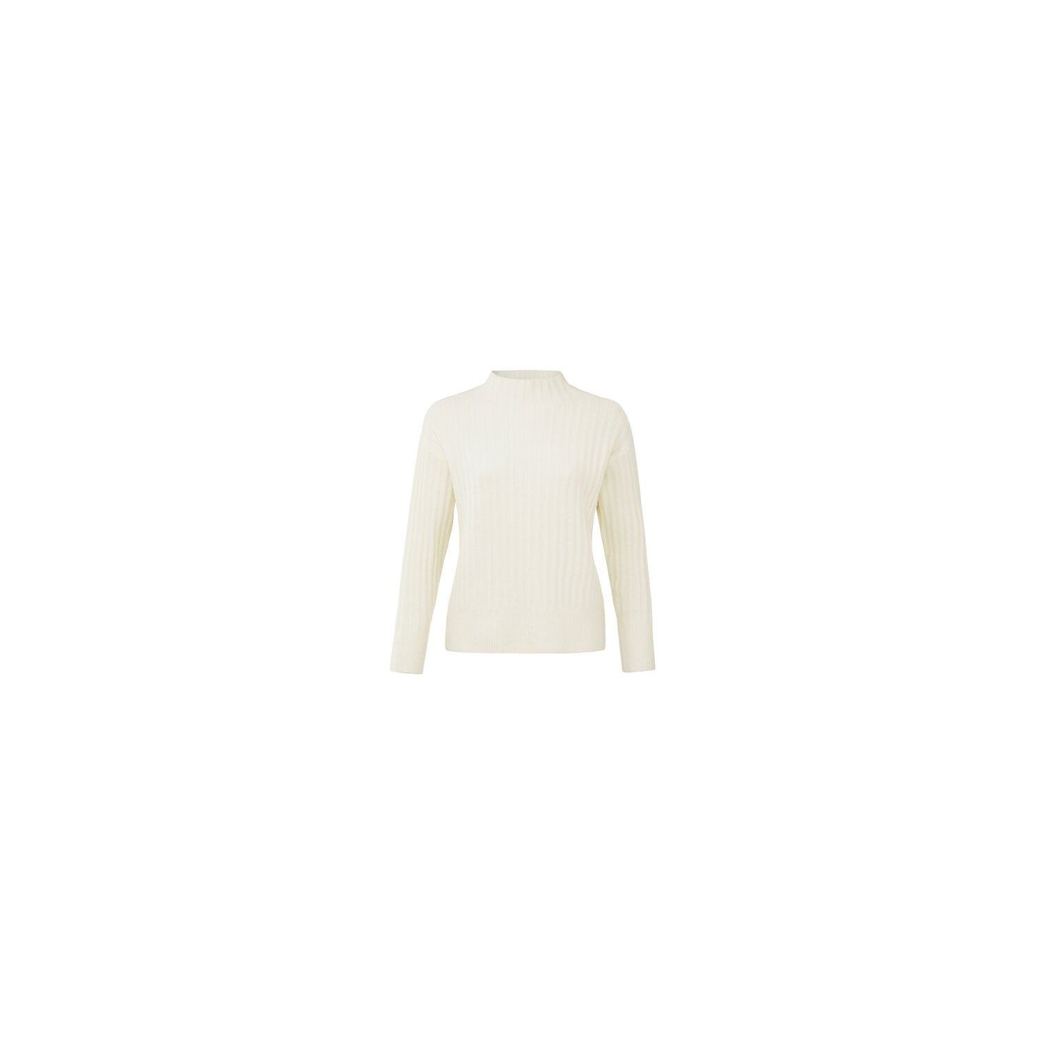 Yaya sweater rib stitch high neckline wool white