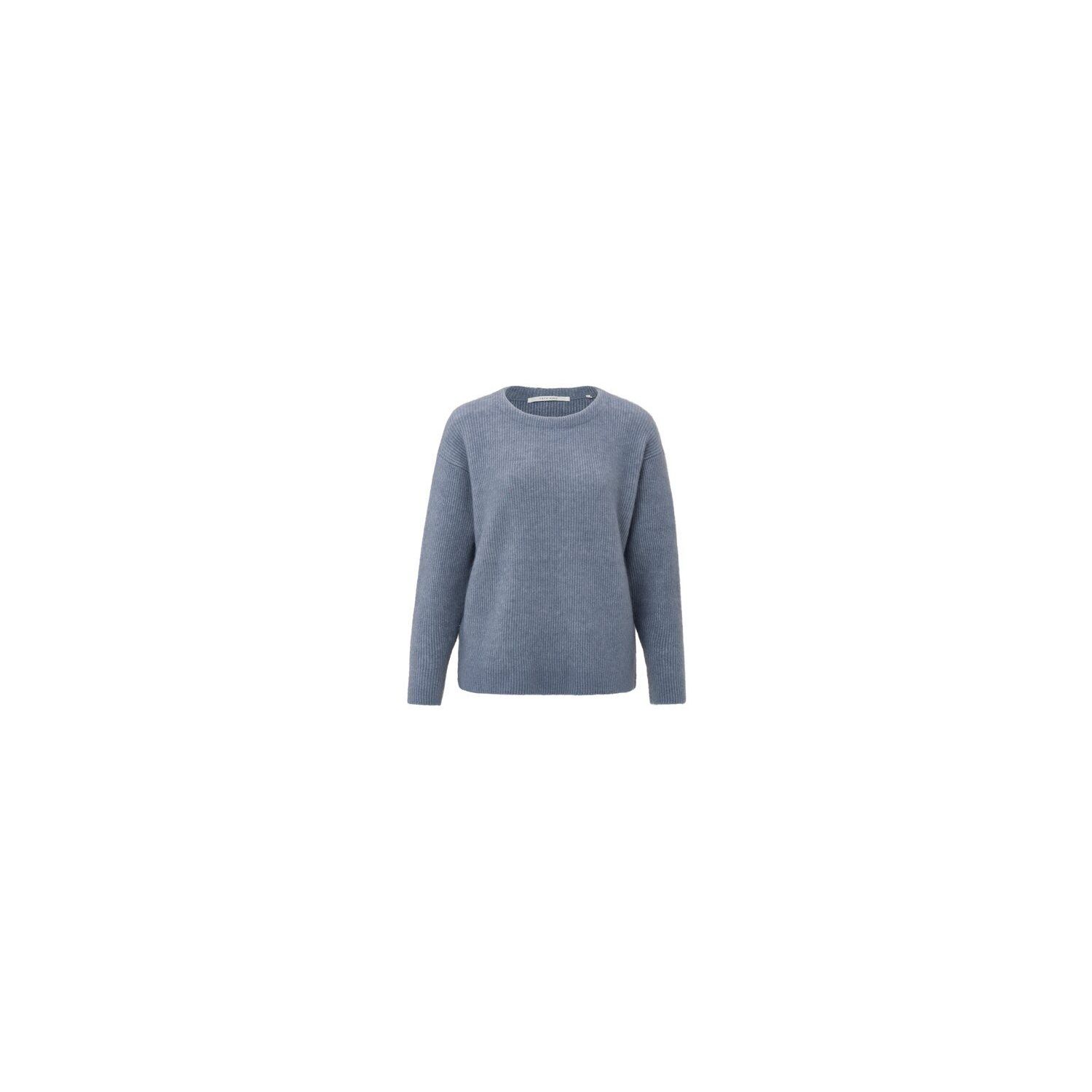 Yaya l/s ribbed sweater r-neck wind blue