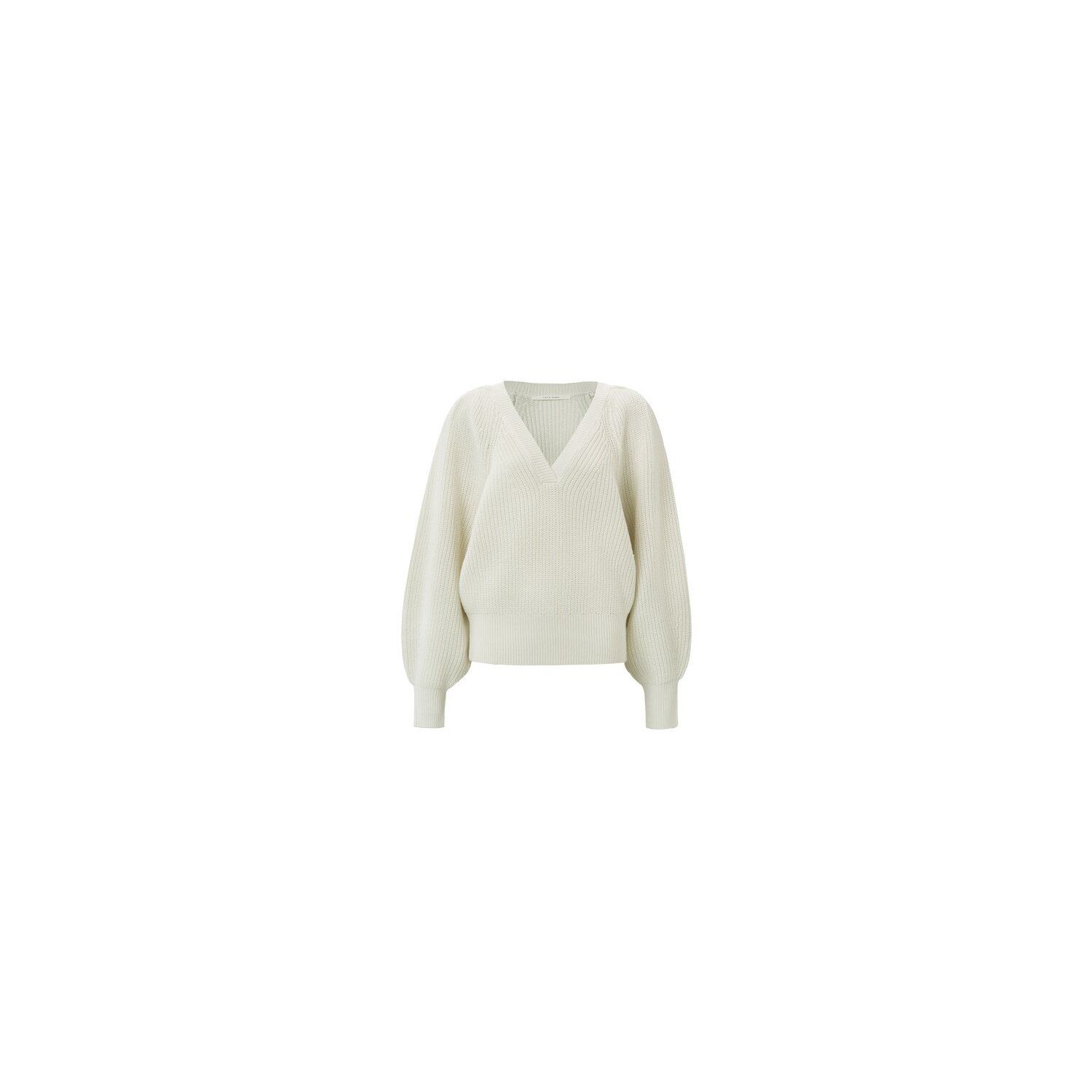 YAYA v-neck sweater ls onyx white