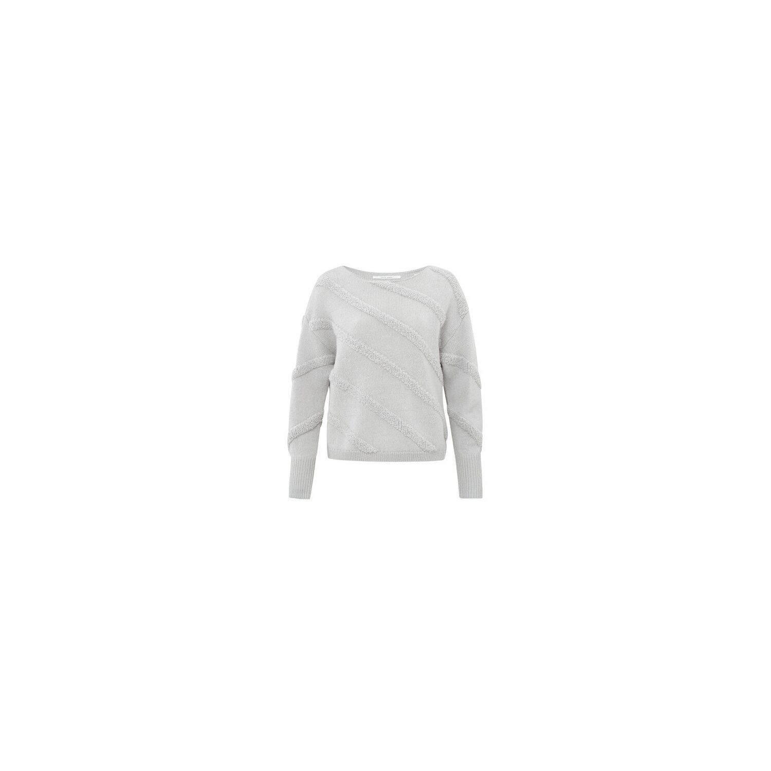 Yaya diagonal boucle stripe sweater ls dove gray