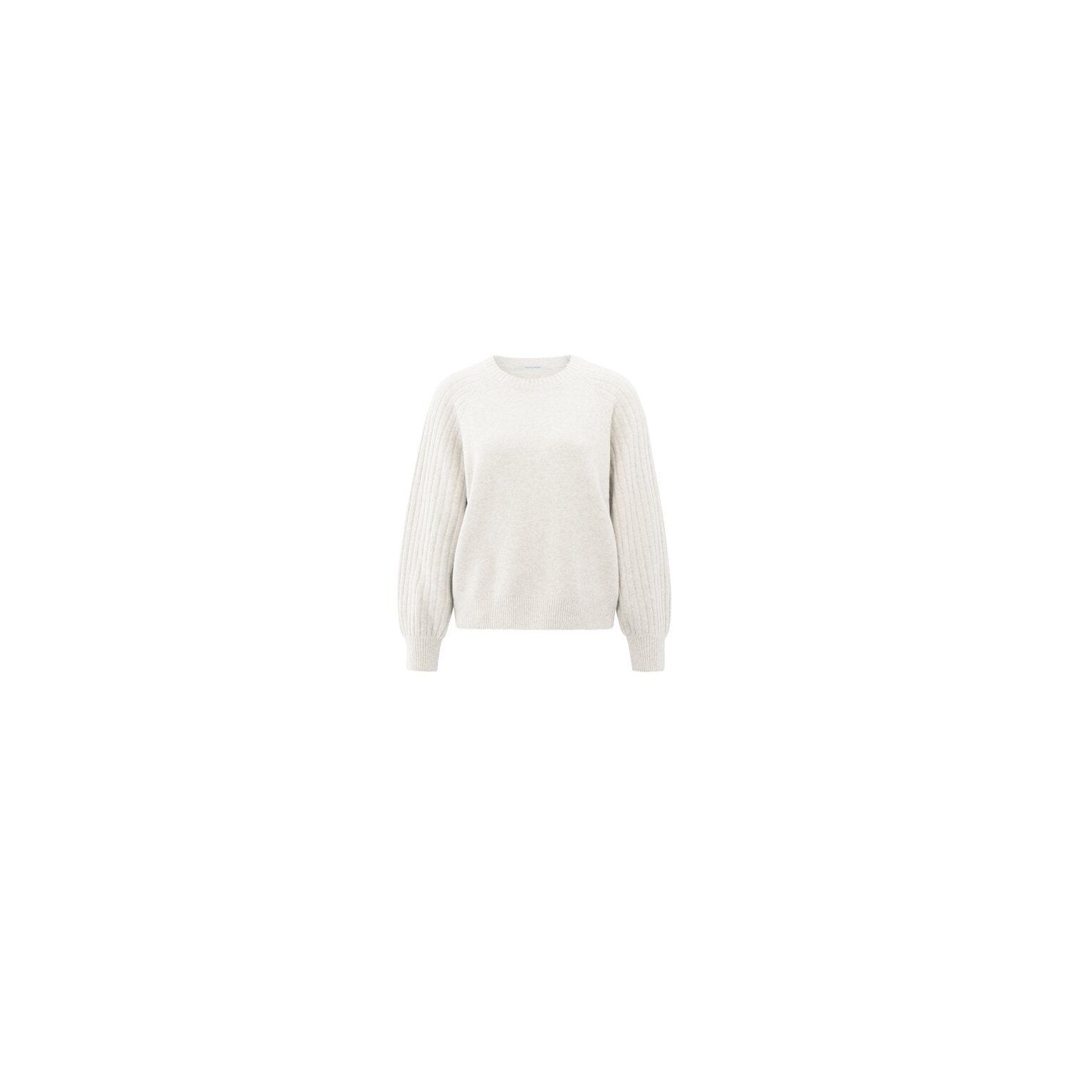 YAYA Trui met ribgebreide mouwen off white melange