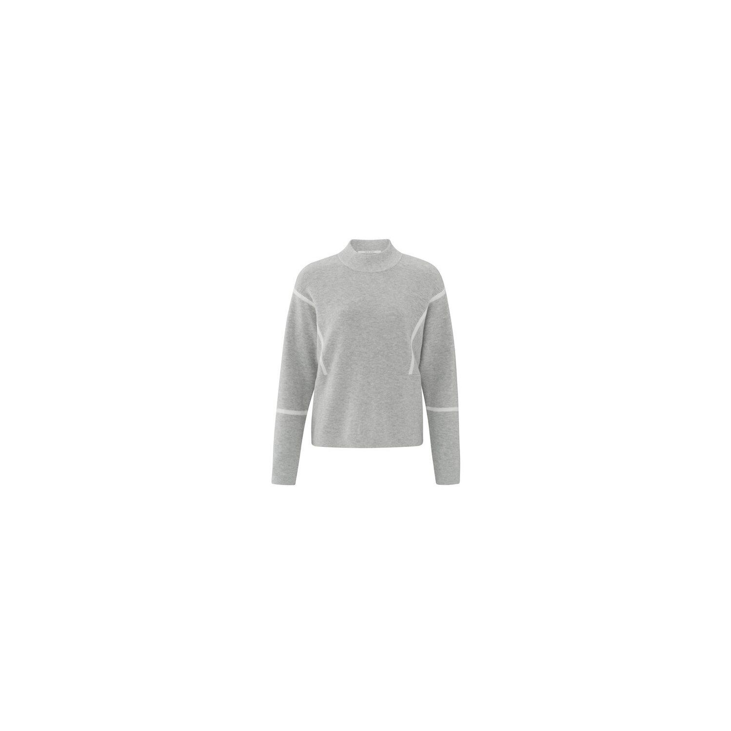 YAYA sweater stripes medium grey melange
