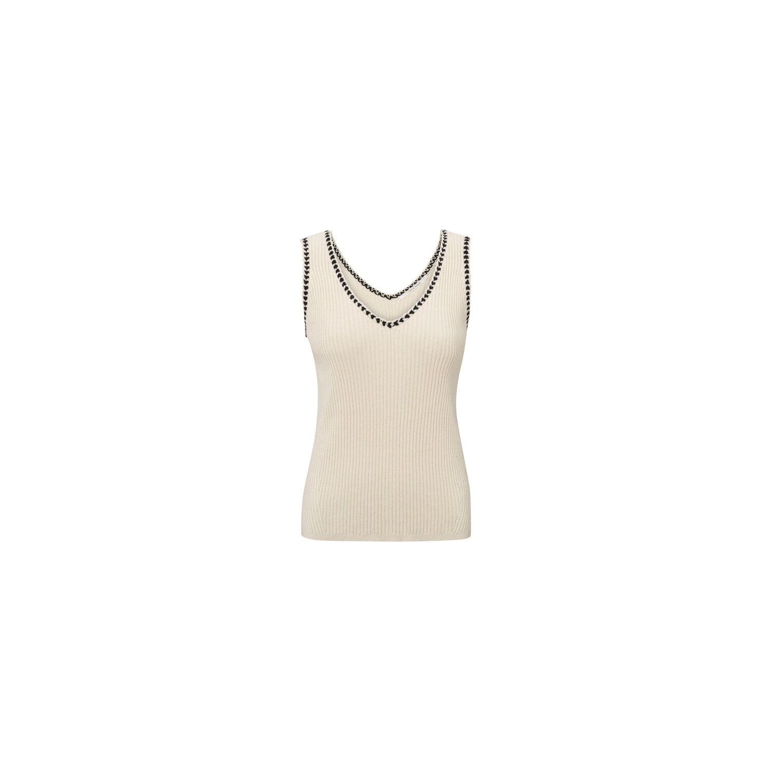 YAYA Ribbed tank top with detail summer sand