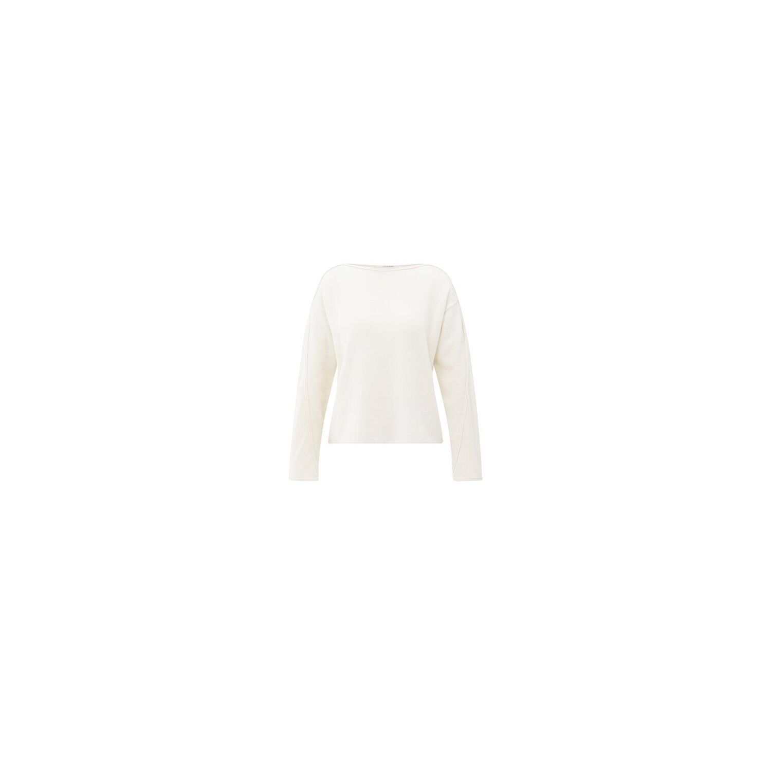YAYA Trui met boothals en siernaden off white knit