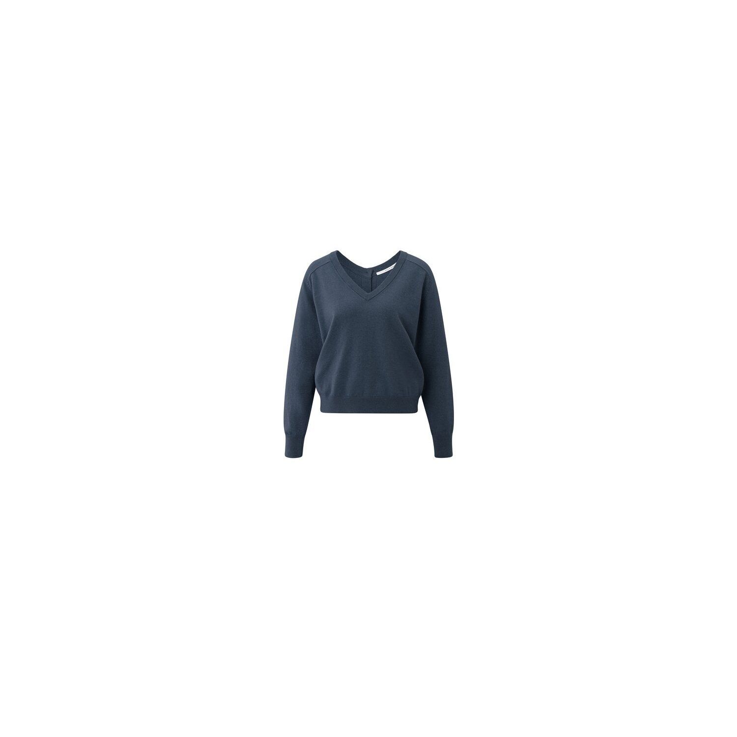 YAYA Sweater met dubbele V-hals china blue melange