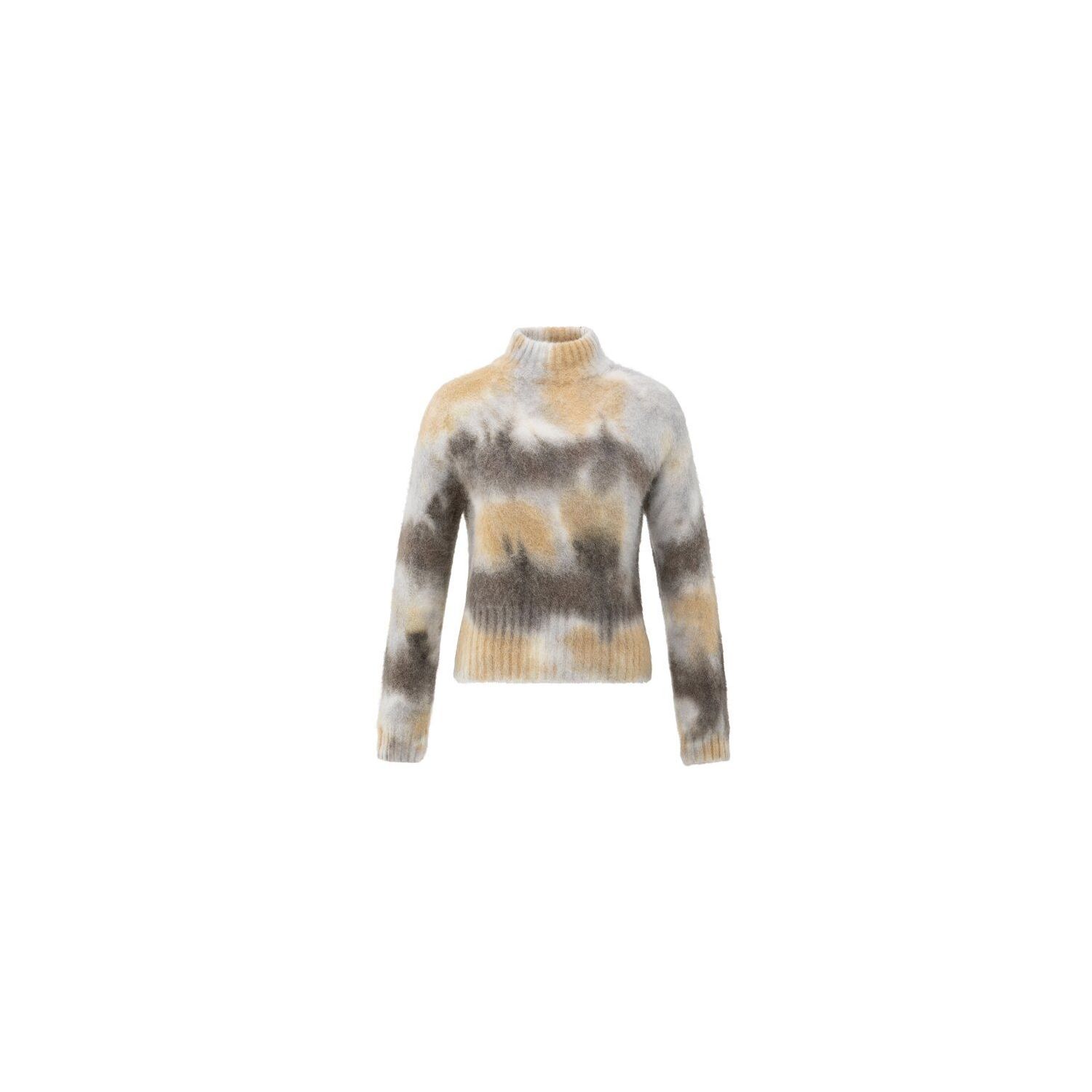 YAYA Gebreide trui met print dark taupe grey dess
